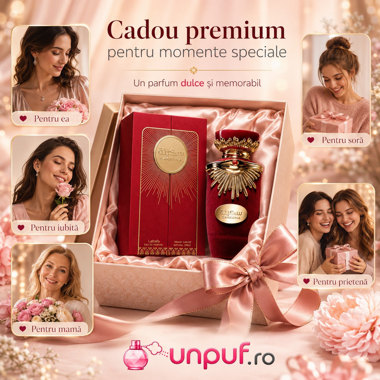 Lattafa Sakeena cadou premium pentru ea, mamă, soră, iubită sau prietenă, parfum dulce și memorabil