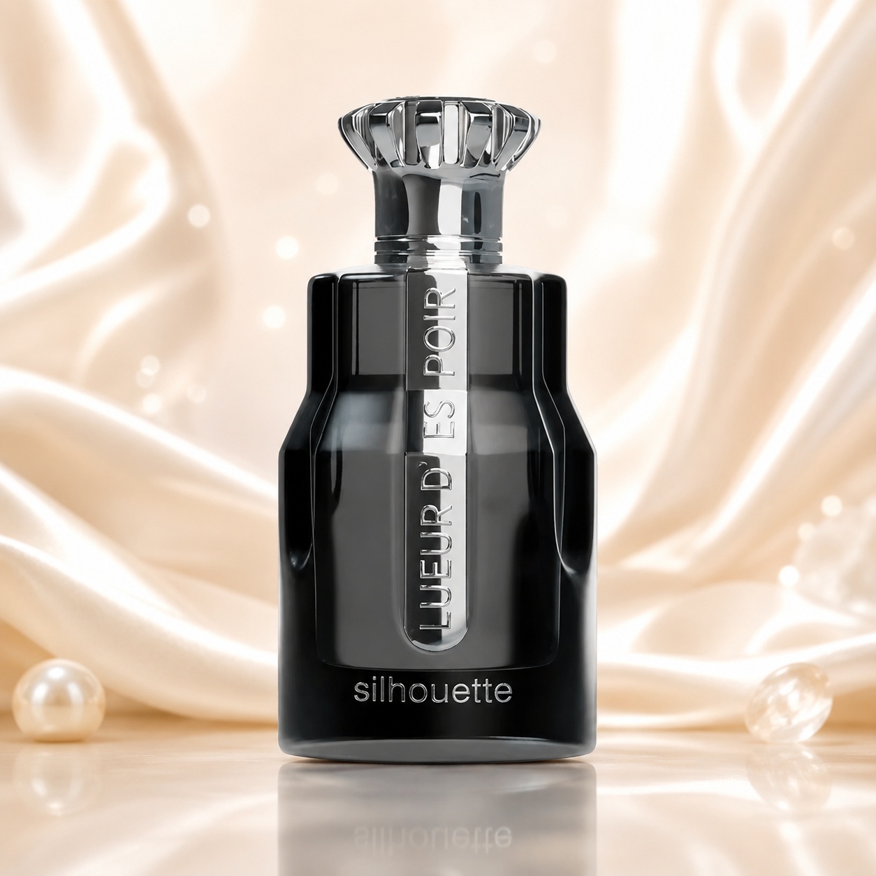 Sticlă parfum Lueur D'Espoir Silhouette Emir 100 ml cu design negru argintiu elegant