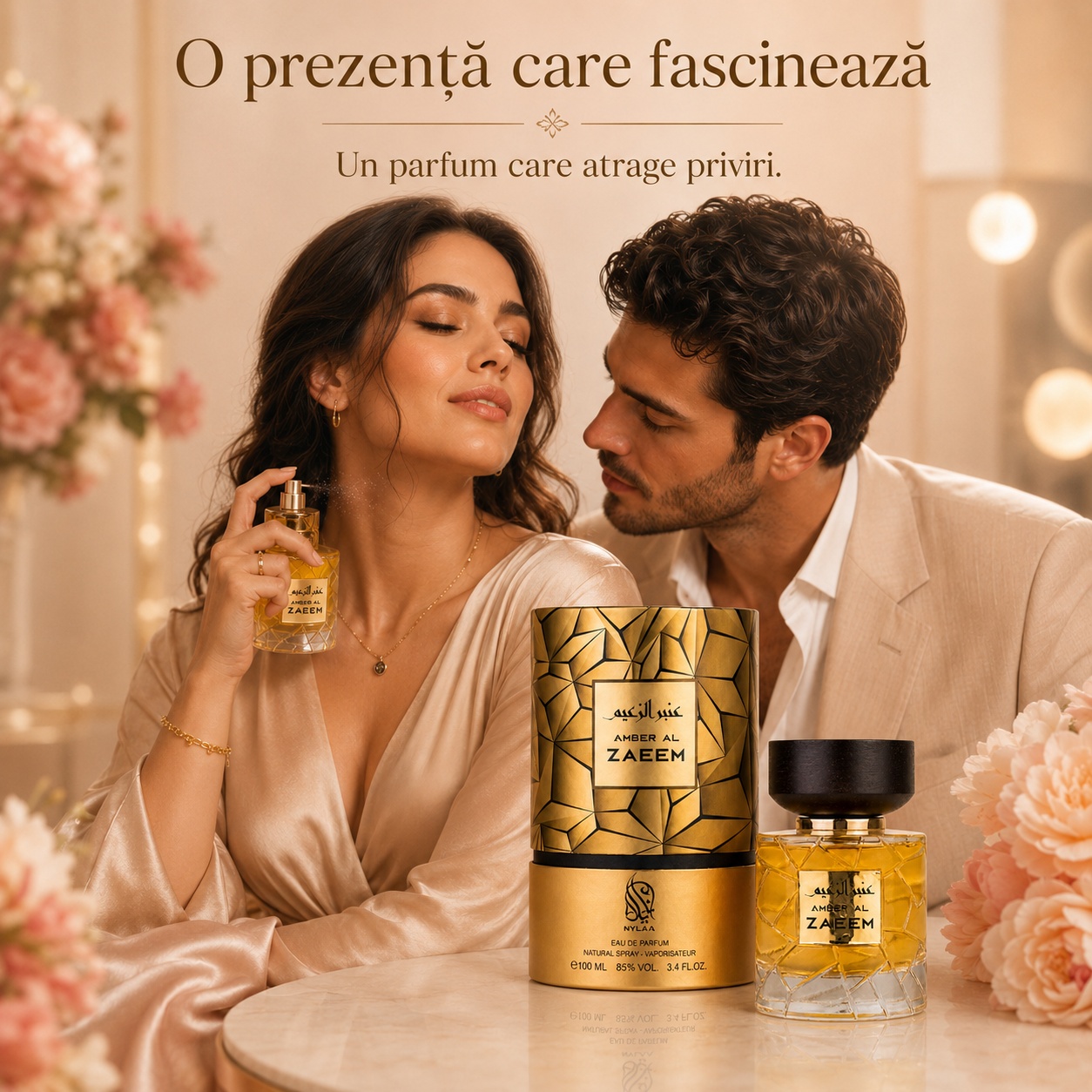 Nylaa Amber Al Zaeem parfum unisex elegant și memorabil cu prezență rafinată pentru momente speciale