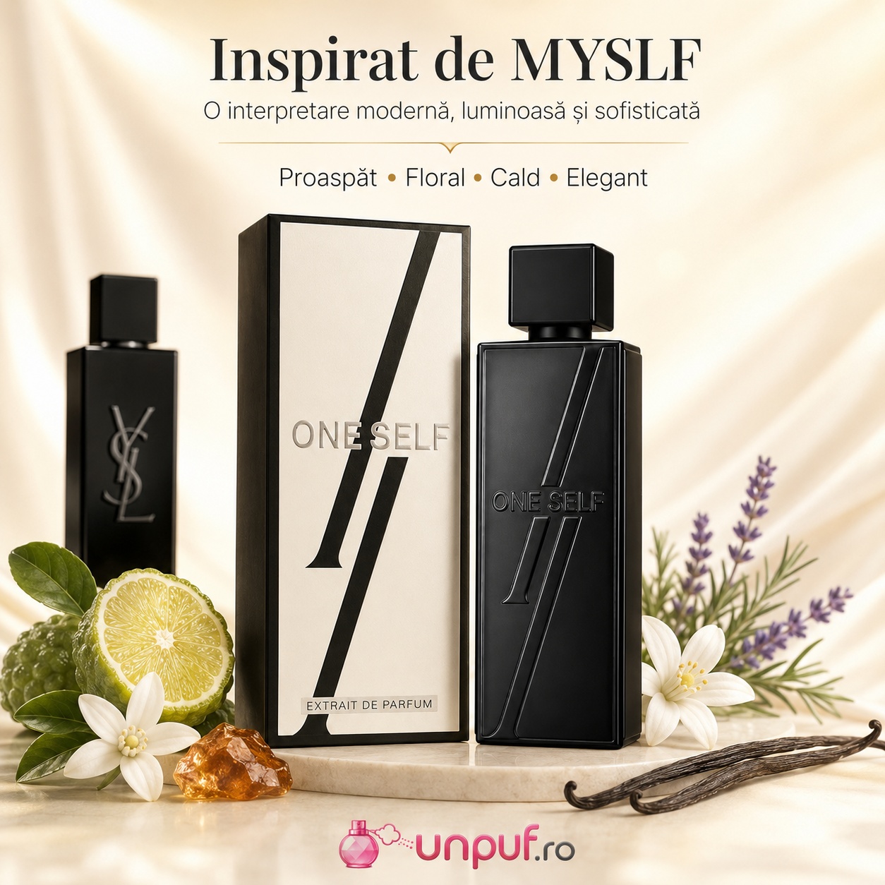 One Self Fragrance World inspirat din MYSLF Yves Saint Laurent parfum proaspăt floral cald și elegant