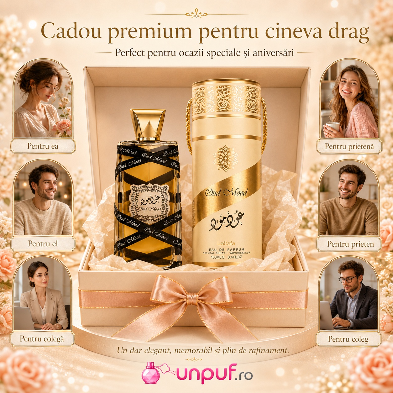 Oud Mood Gold Lattafa cadou premium pentru ea, el, prietenă, prieten, colegă sau coleg
