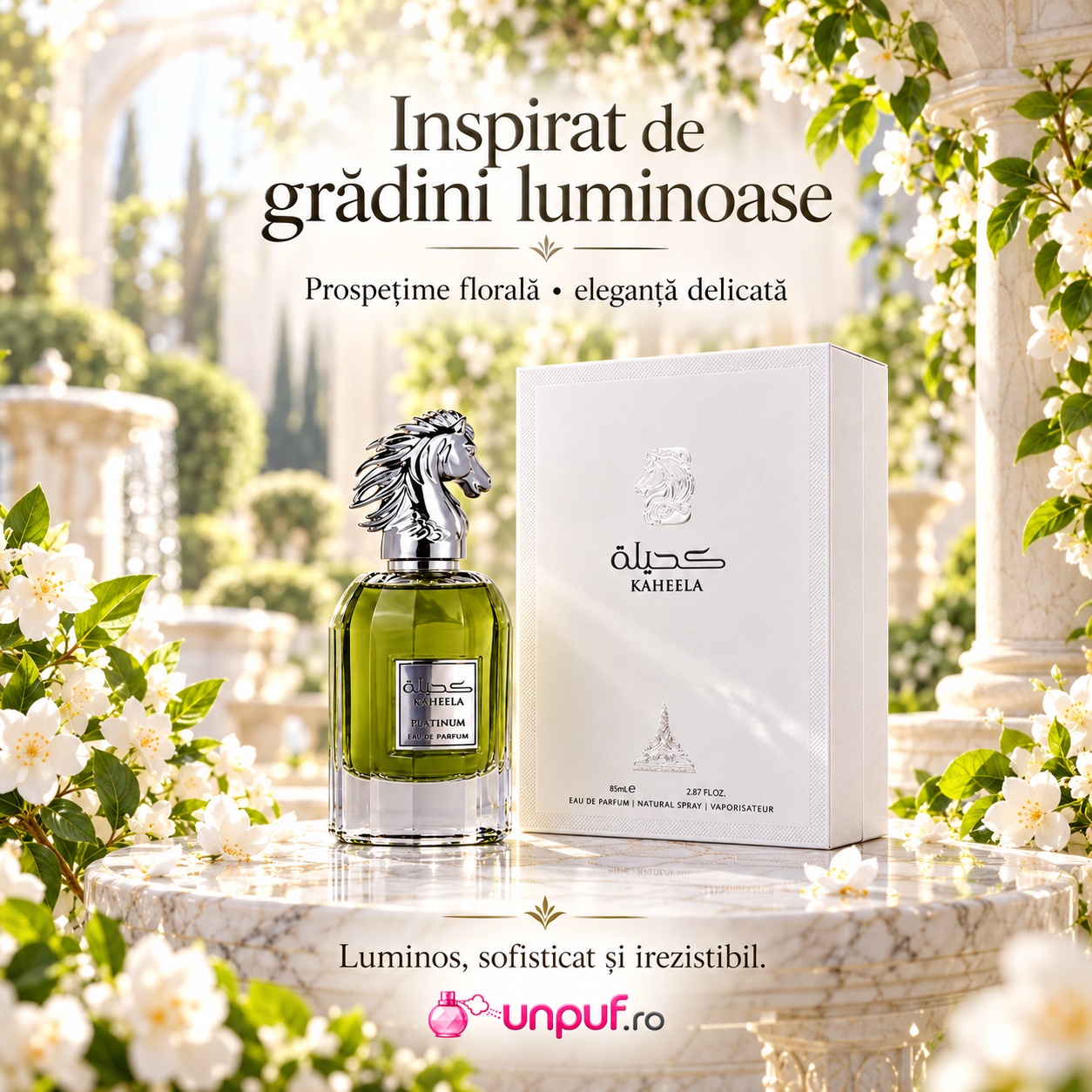 Kaheela Platinum Paris Corner inspirat de grădini luminoase parfum fresh verde și sofisticat