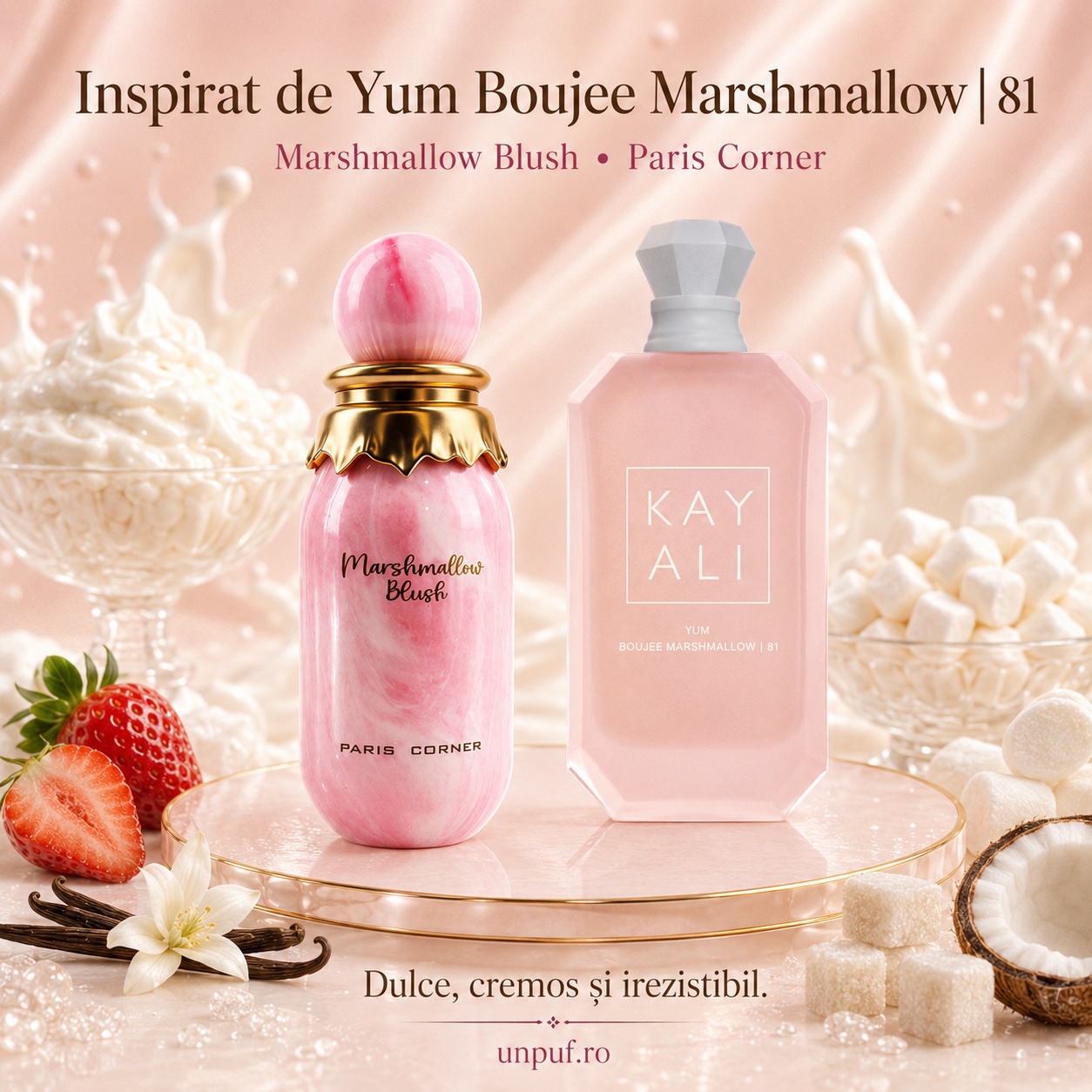 Marshmallow Blush Paris Corner inspirat din Yum Boujee Marshmallow parfum dulce cremos și feminin