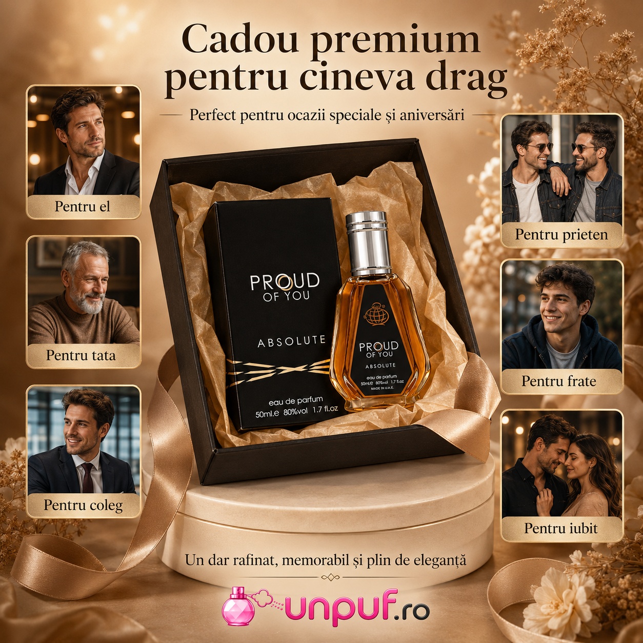 Proud of You Absolute cadou premium pentru el, tată, frate, coleg, prieten și iubit