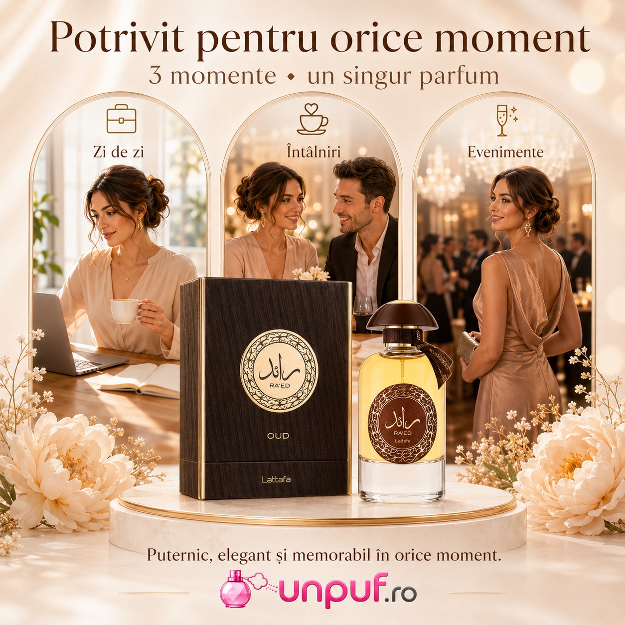 Parfum Ra'Ed Oud Lattafa potrivit pentru zi de zi, &icirc;nt&acirc;lniri și evenimente elegante