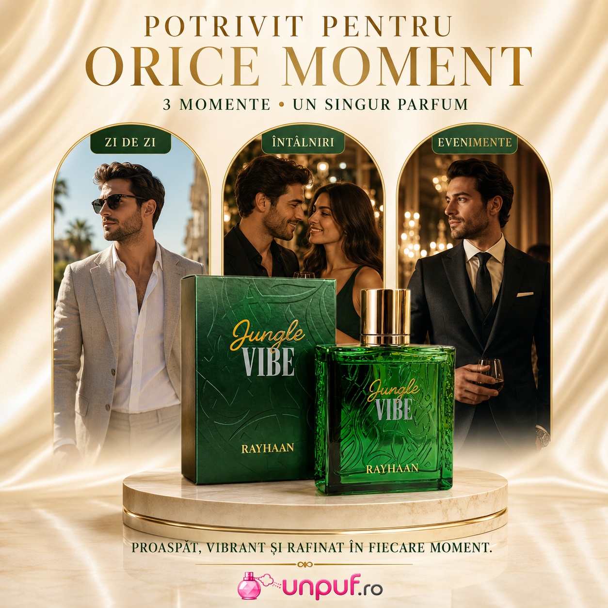 Parfum Rayhaan Jungle Vibe potrivit pentru zi de zi, &icirc;nt&acirc;lniri și evenimente elegante