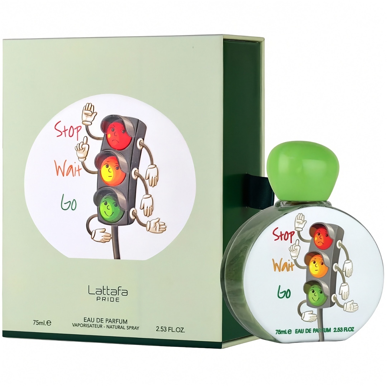 Cutie originală Stop Wait Go Lattafa Pride 75 ml și flacon parfum unisex floral fructat gurmand