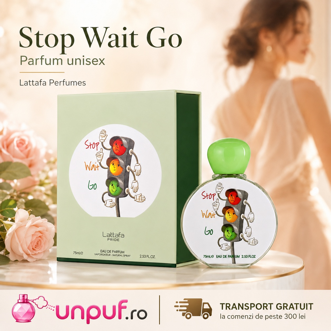 Stop Wait Go Lattafa Pride parfum unisex 75 ml cu flacon și cutie premium, transport gratuit la comenzi peste 300 lei