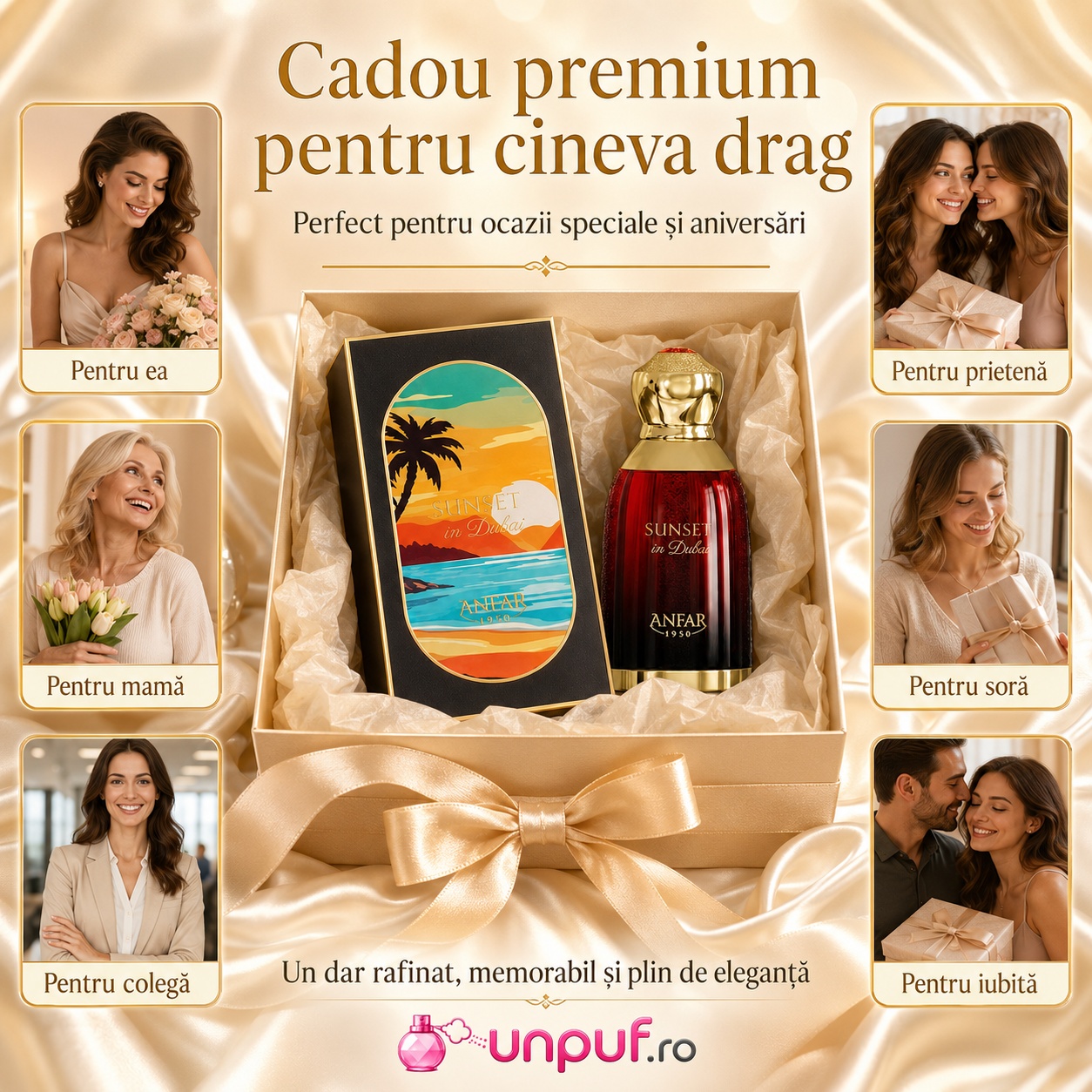 Sunset in Dubai cadou premium pentru femei, prietenă, mamă, soră, colegă sau iubită
