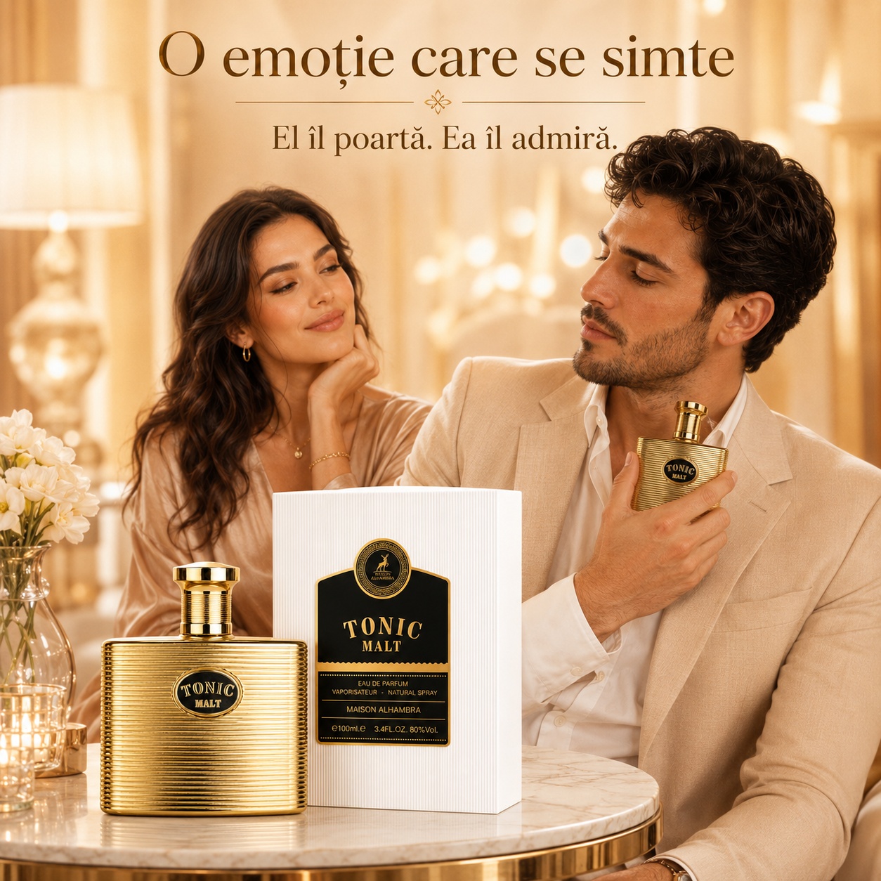 Tonic Malt Maison Alhambra parfum arabesc masculin elegant, admirat și memorabil pentru &icirc;nt&acirc;lniri speciale