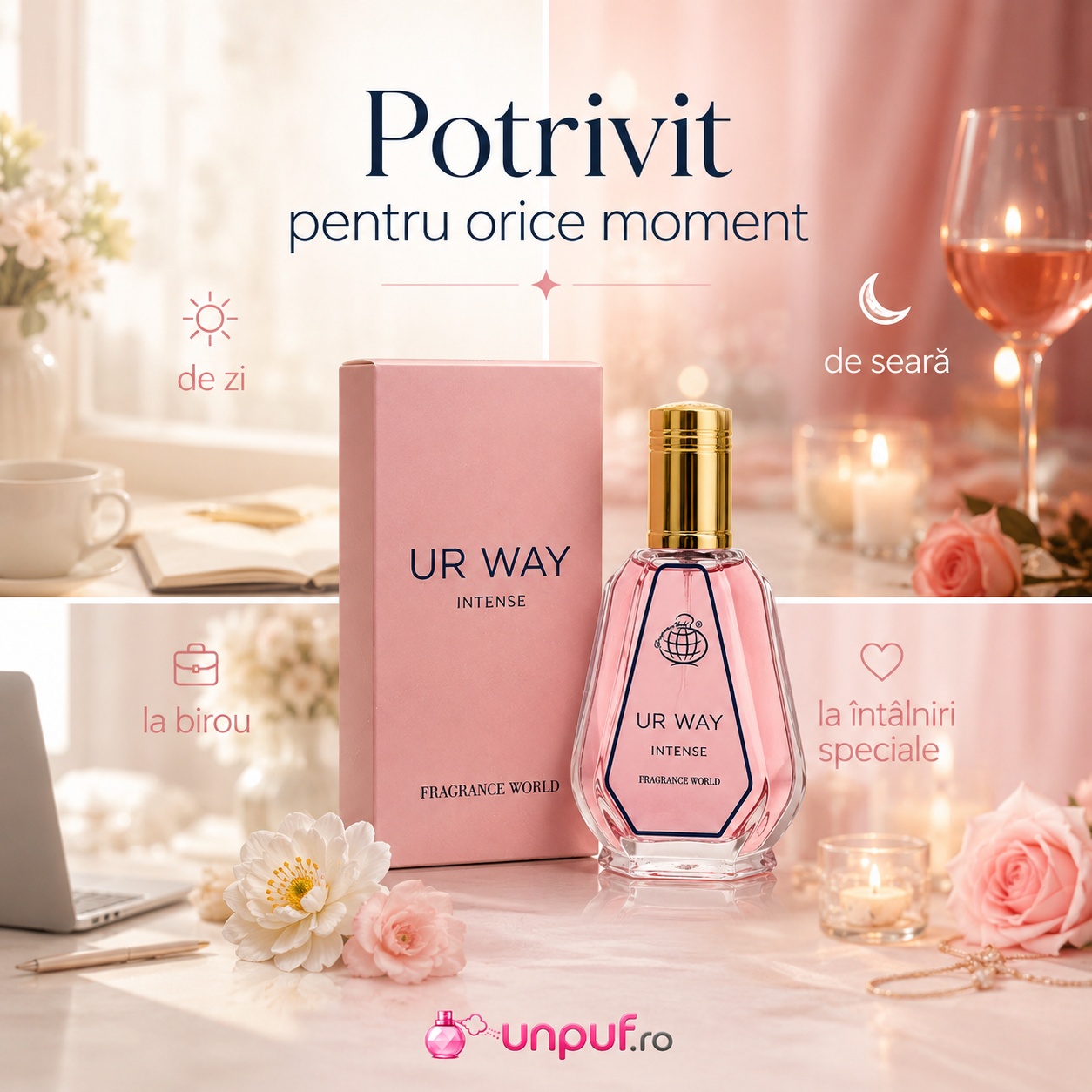 UR Way Fragrance World potrivit pentru zi, seară, birou și întâlniri speciale