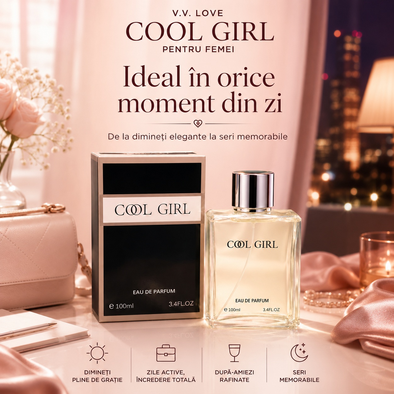 Parfum V.V. Love Cool Girl ideal dimineața ziua după amiaza și seara