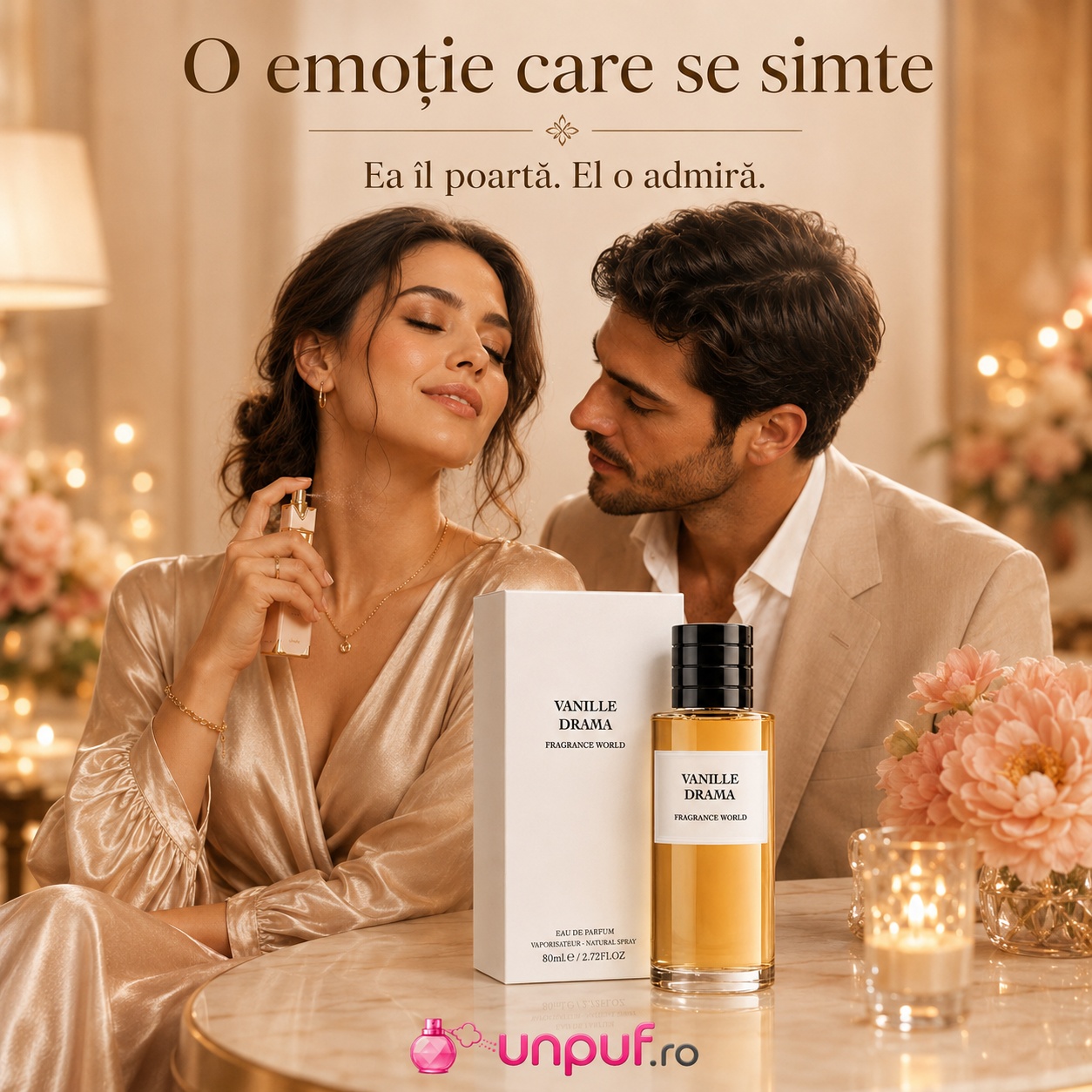 Vanille Drama Fragrance World parfum unisex elegant pentru întâlniri romantice și momente speciale