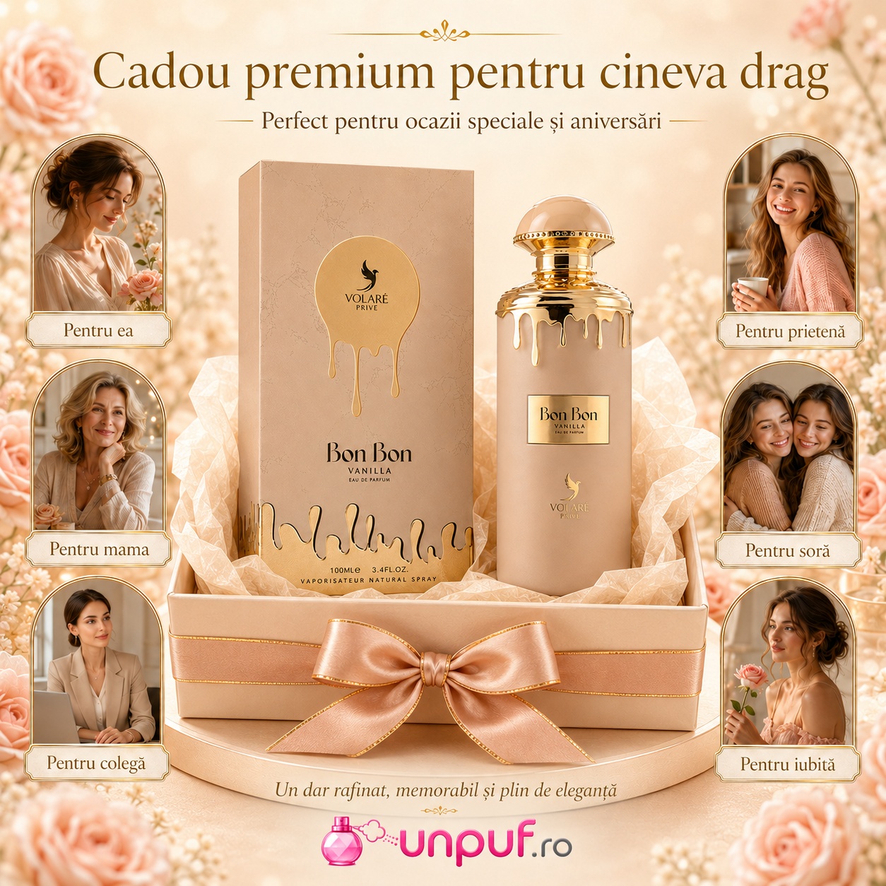 Volare Prive Bon Bon Vanilla cadou premium pentru femei, mamă, soră, colegă, prietenă sau iubită