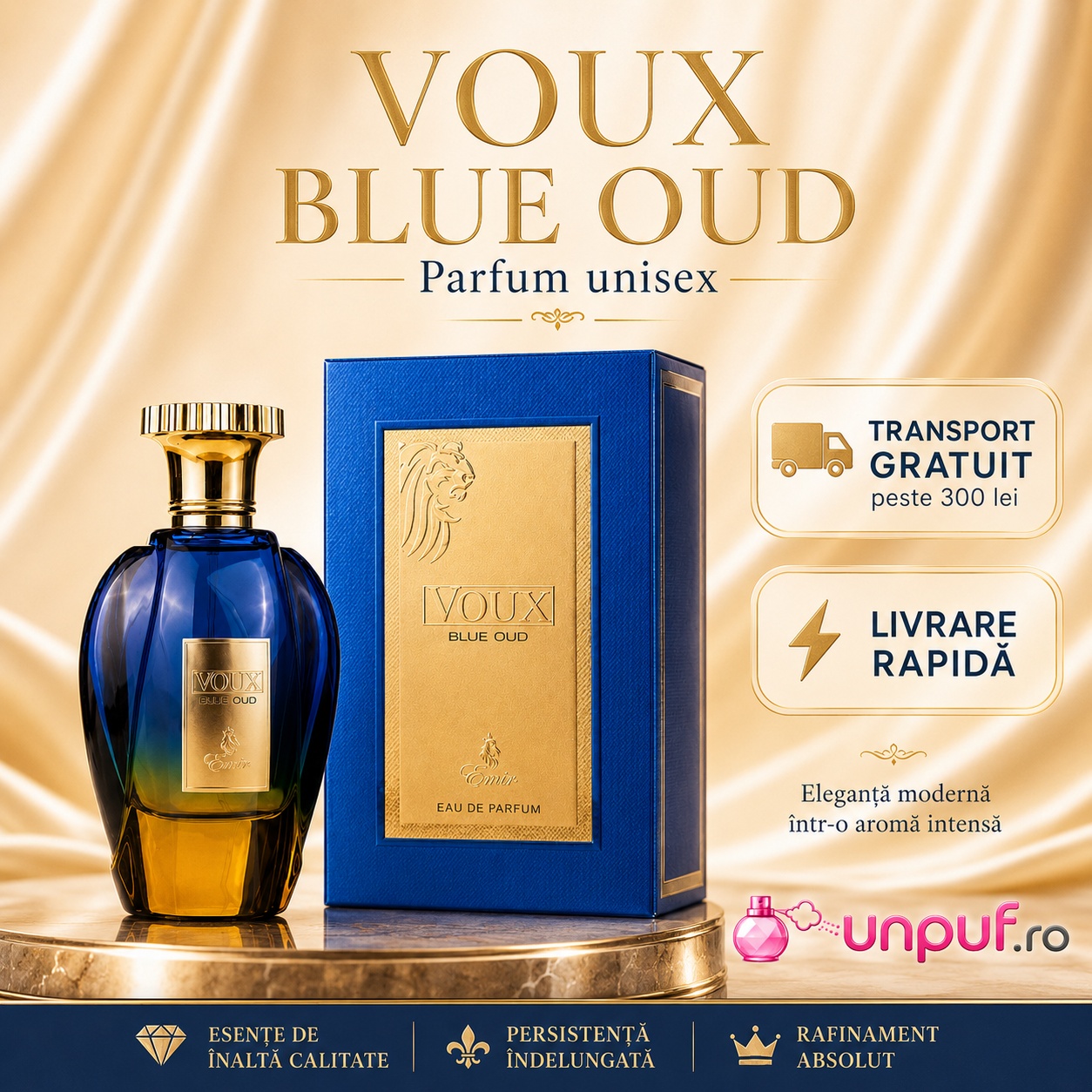 Voux Blue Oud Emir parfum arabesc disponibil pe unpuf.ro cu transport gratuit peste 300 lei