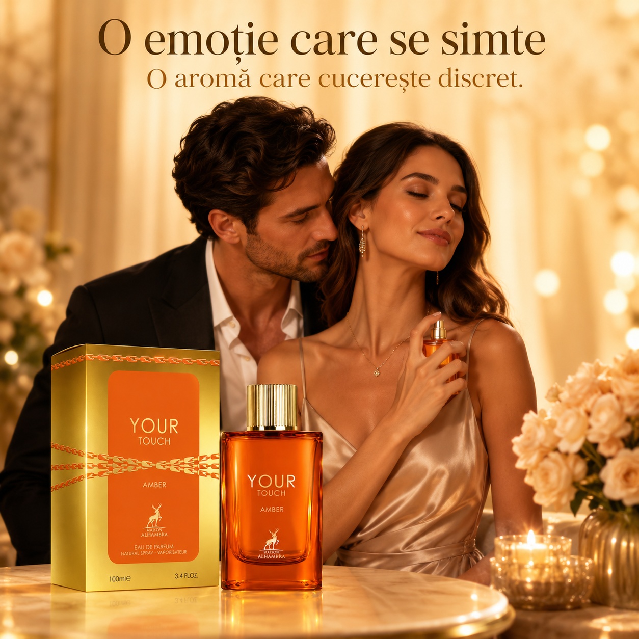 Your Touch Amber Maison Alhambra parfum cald, ambrat și elegant pentru momente romantice și &icirc;nt&acirc;lniri speciale