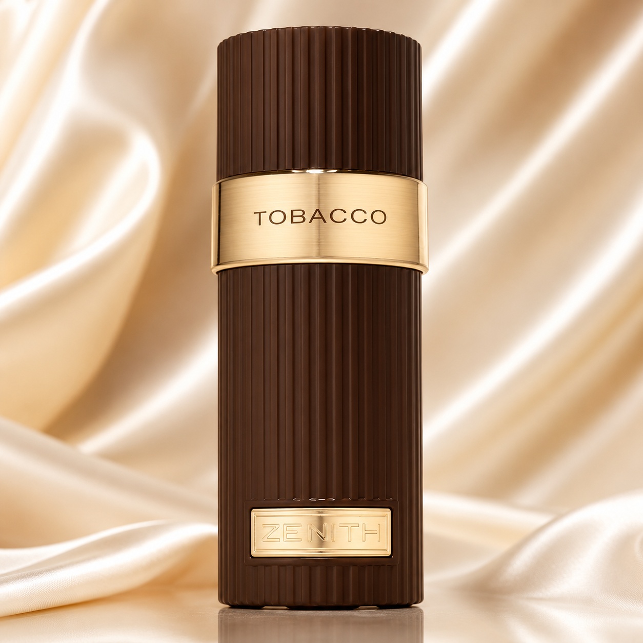 Sticlă Zenith Tobacco French Avenue, parfum unisex maro cu bandă metalică aurie