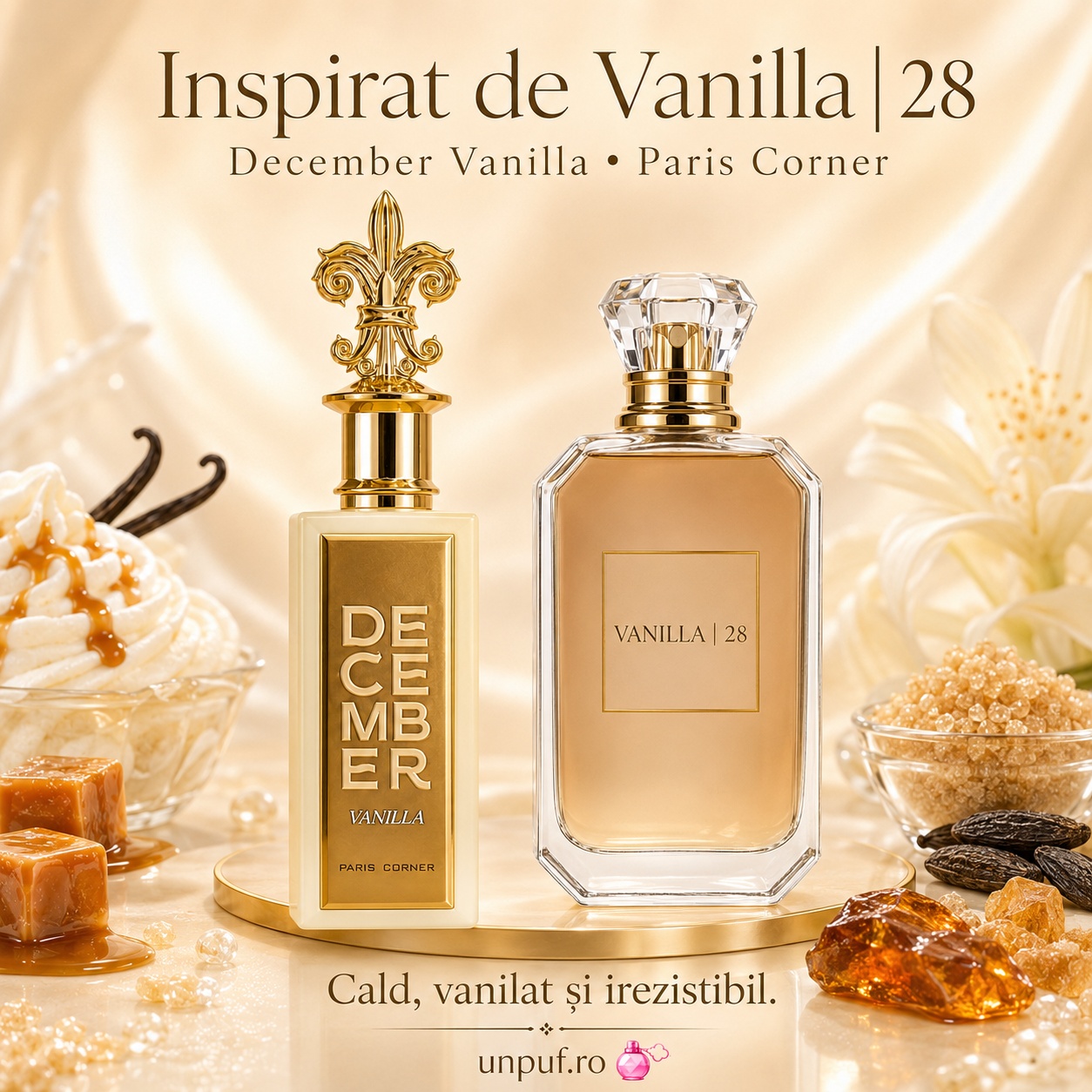 December Vanilla Paris Corner inspirat din Vanilla Royale Kayali parfum cald vanilat și irezistibil