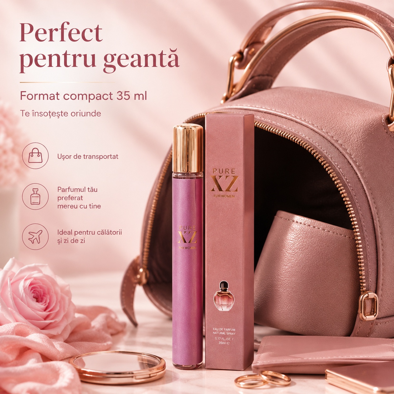 Pure XZ For Women 35 ml perfect pentru geantă, format compact pentru călătorii și zi de zi