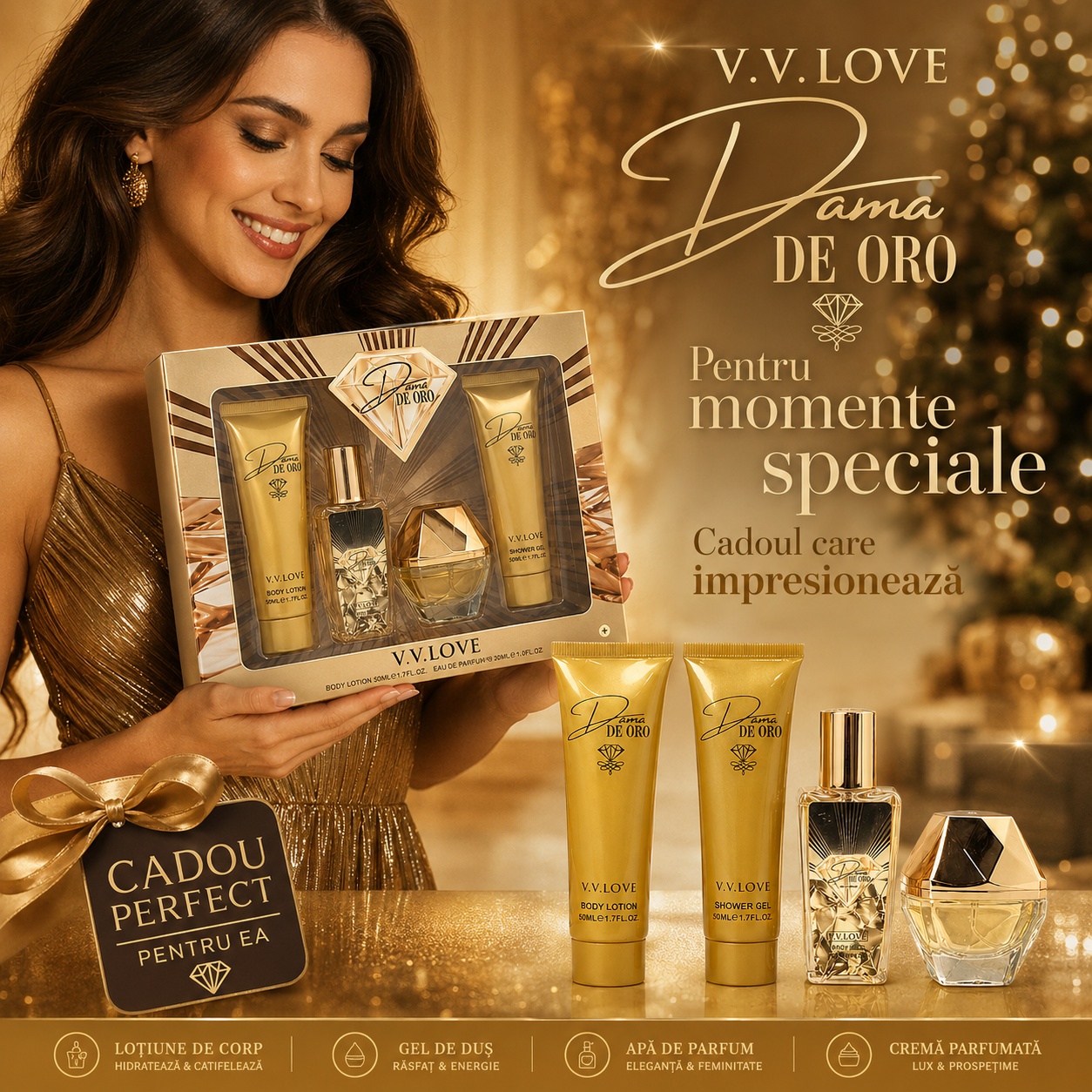 V.V. Love Dama de Oro set cadou pentru momente speciale