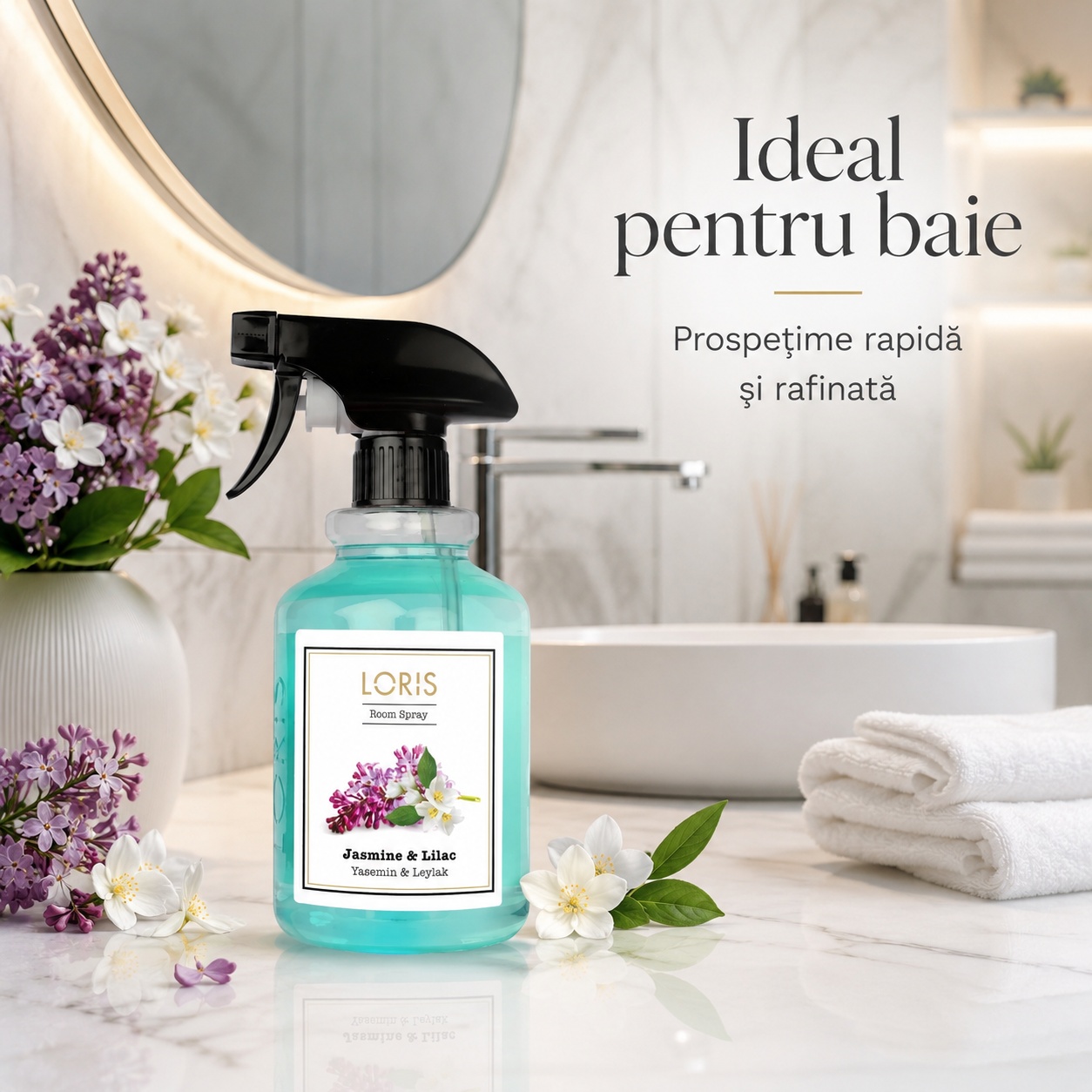 Spray Odorizant Loris Pafum Jasmine și Lilac ideal pentru baie prospețime rapidă și rafinată