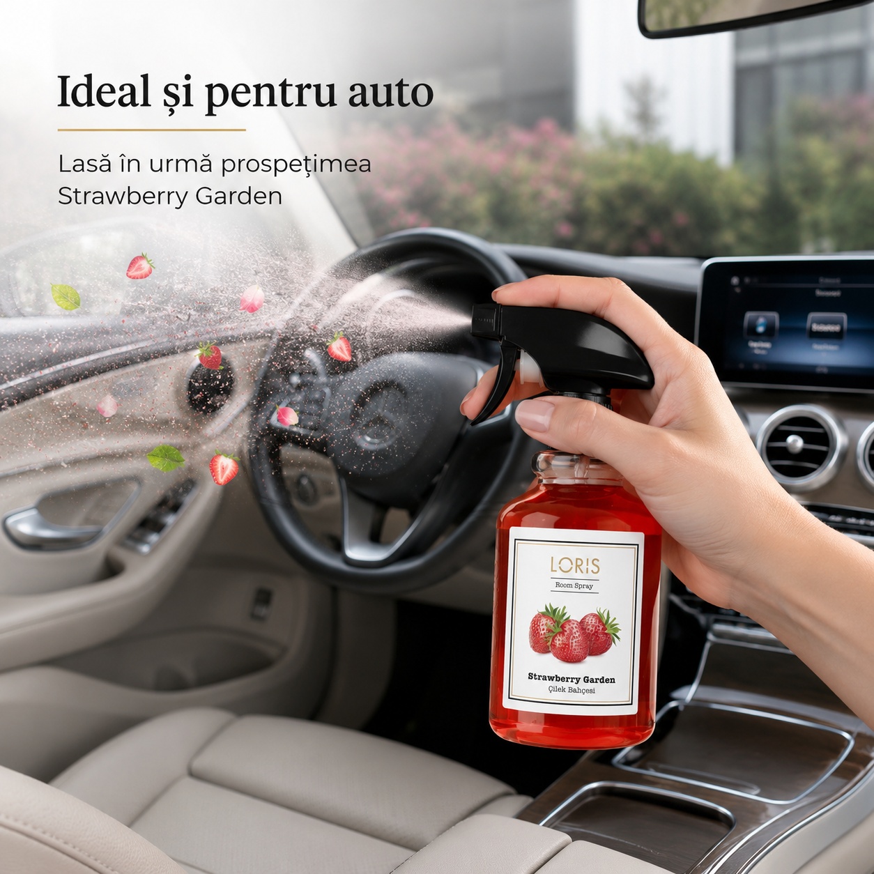 Spray Odorizant Loris Pafum Strawberry Garden ideal și pentru auto aromă de căpșuni &icirc;n mașină