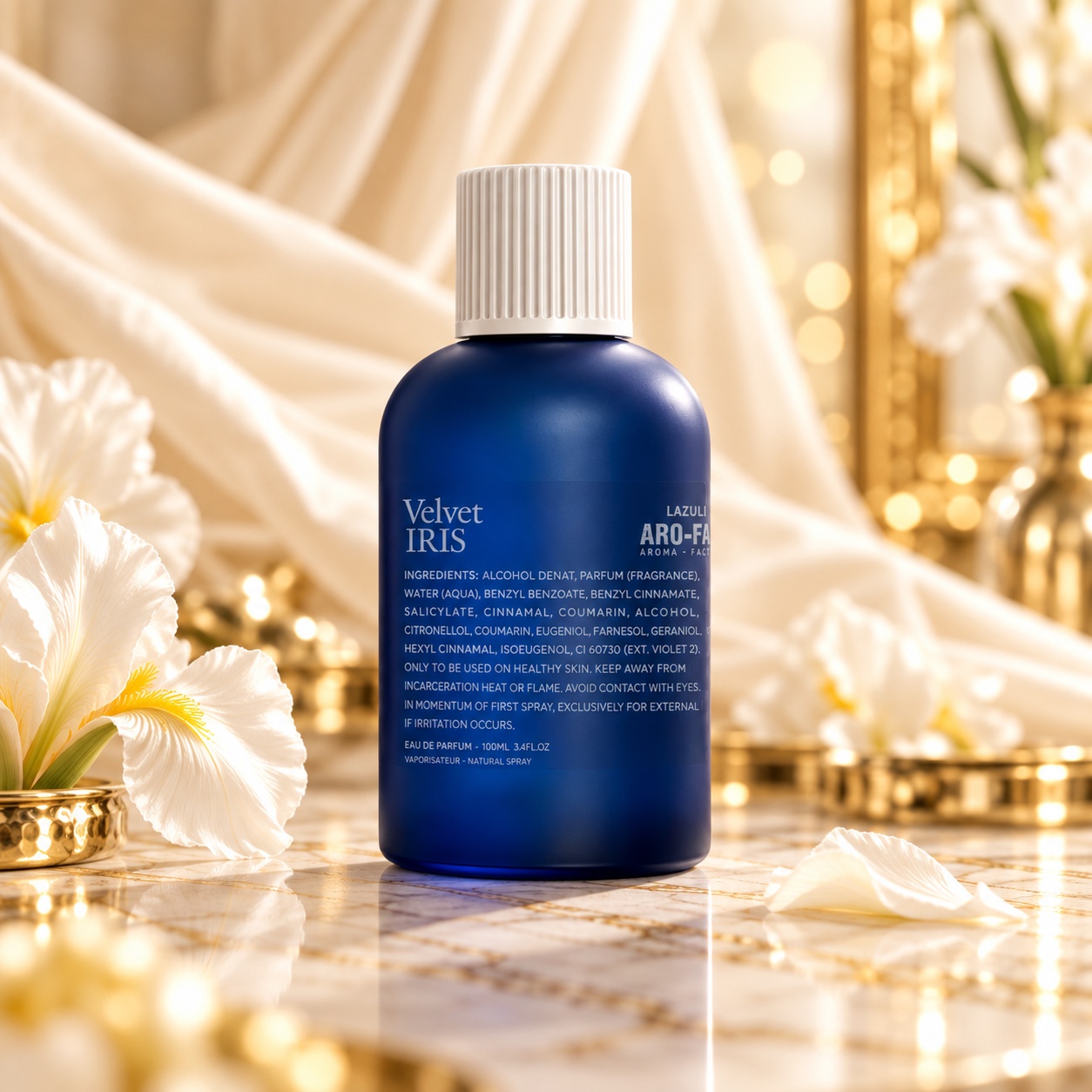 Flacon Velvet Iris Aro-Fac Lazuli parfum arabesc de damă 100 ml albastru mat