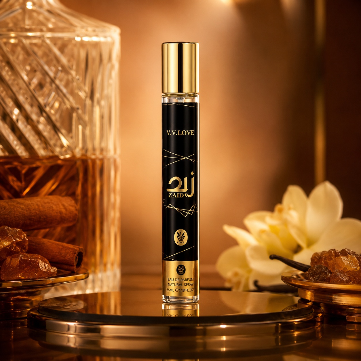 Zaid V.V. Love parfum unisex 35 ml sticlă neagră cu capac auriu și note orientale