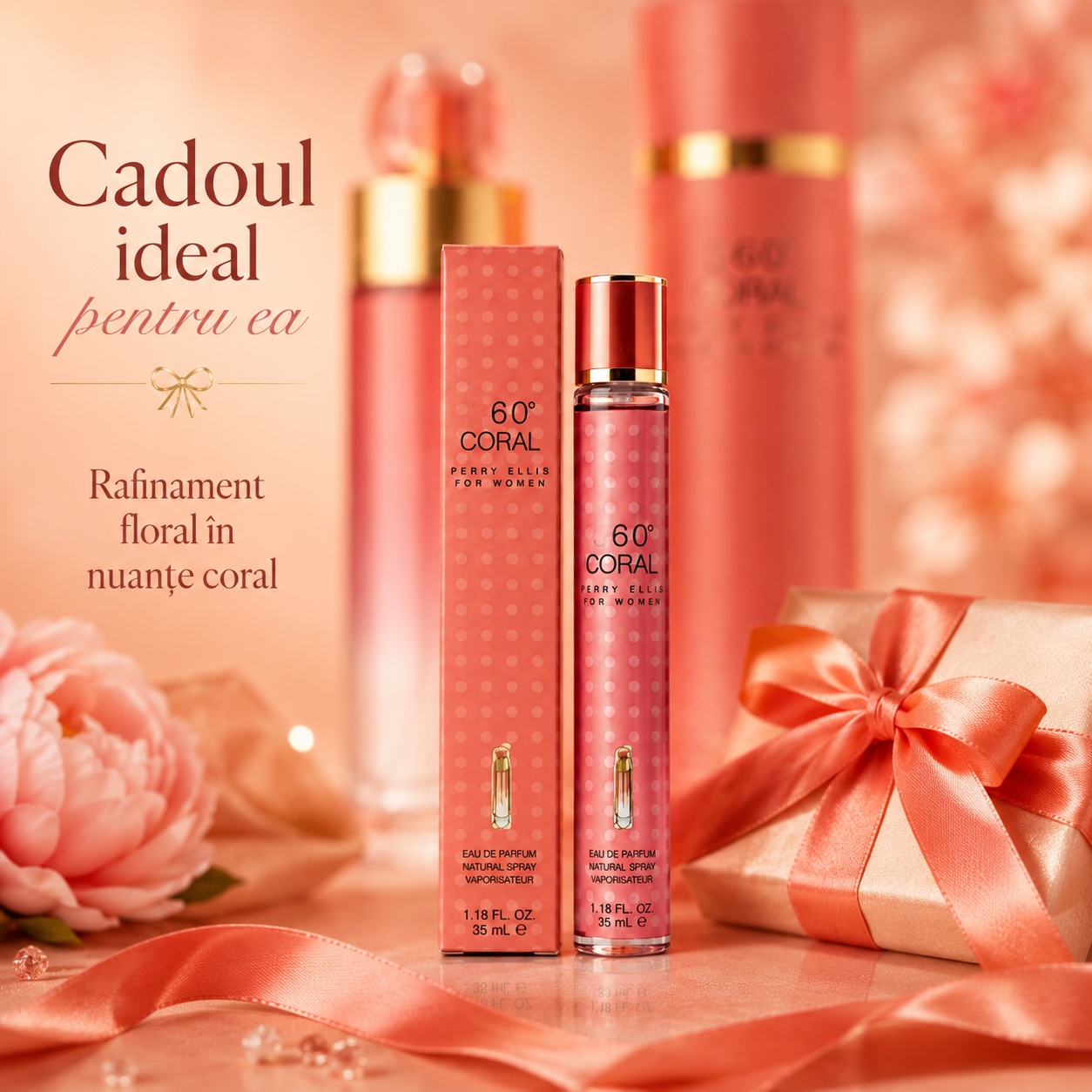 60 Coral For Women 35 ml cadou ideal pentru ea parfum floral &icirc;n nuanțe coral