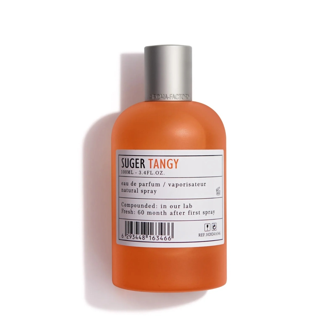 Flacon Aro-Fac Tangy Suger Eau de Parfum 100 ml pe fundal alb