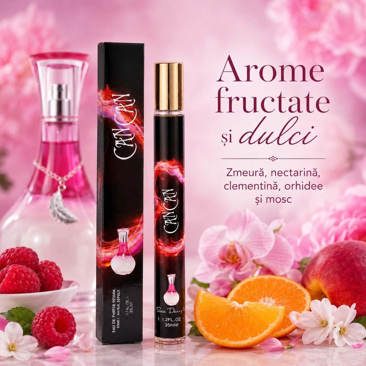 CanCan 35 ml arome fructate și dulci cu zmeură nectarină clementină orhidee și mosc