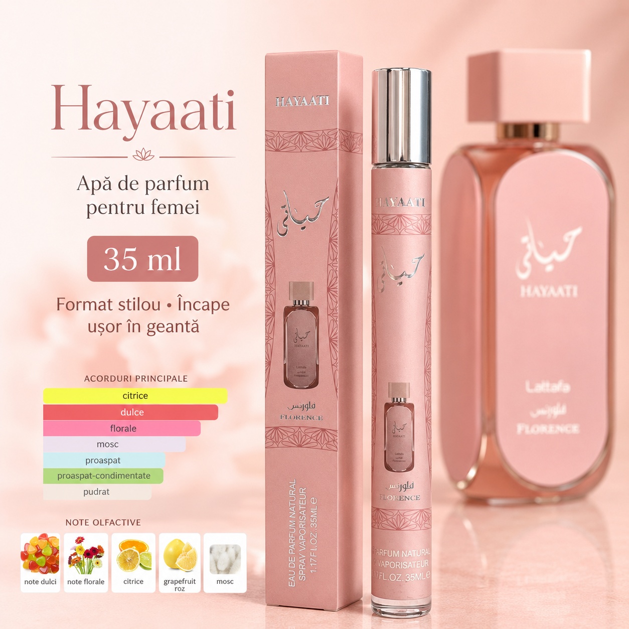 Hayaati 35 ml apă de parfum pentru femei, format stilou, &icirc;ncape ușor &icirc;n geantă