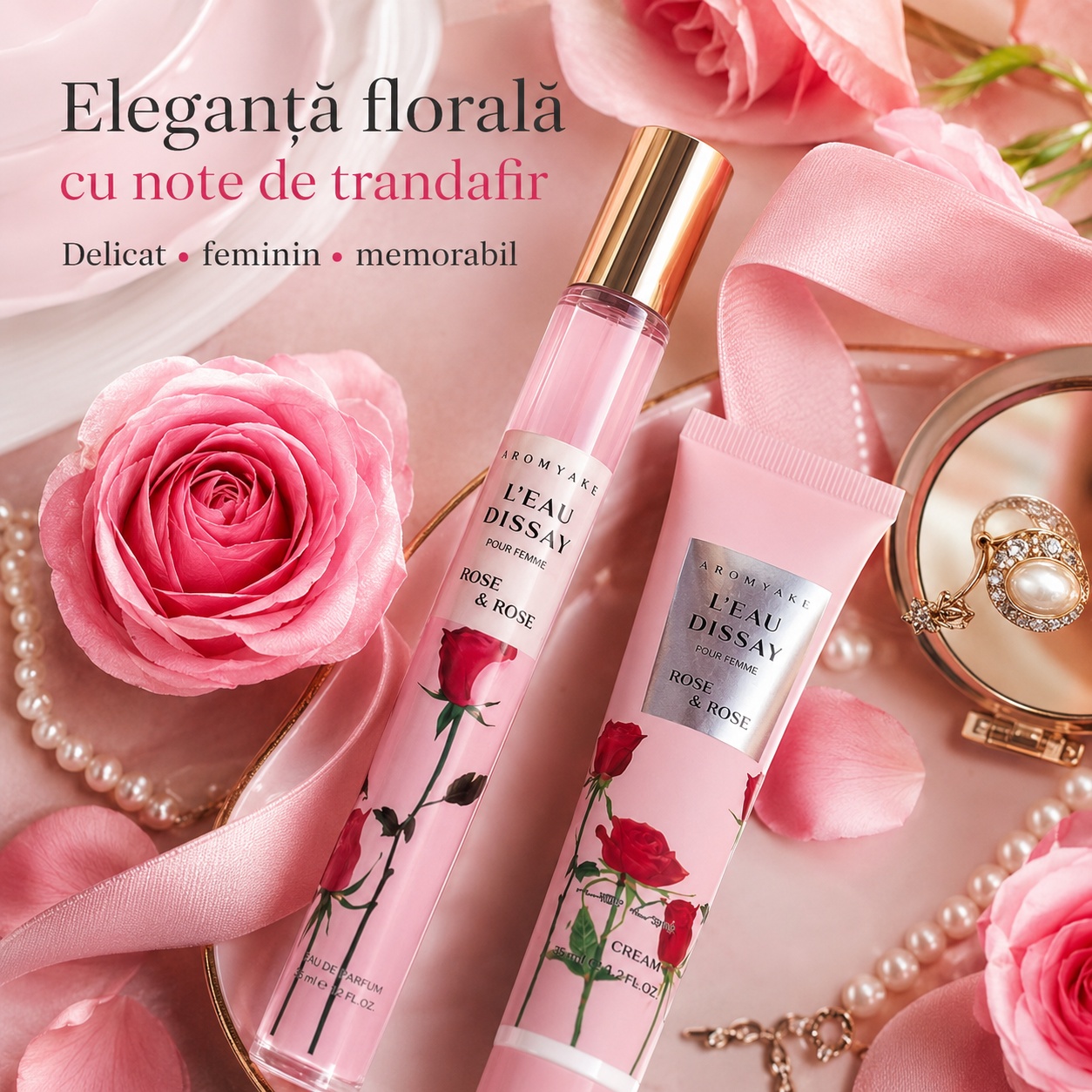 L&rsquo;Eau D&rsquo;Issay Rose & Rose eleganță florală cu note de trandafir, parfum și cremă de m&acirc;ini pentru damă