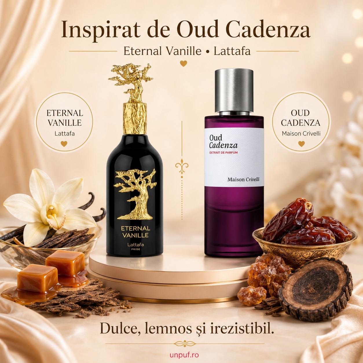 Lattafa Eternal Vanille parfum inspirat de Oud Cadenza cu aromă dulce lemnoasă și irezistibilă