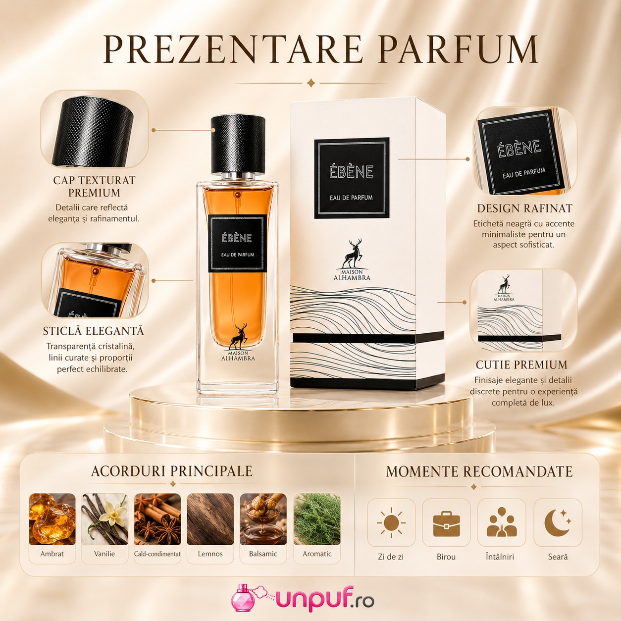 Alhambra Ébène note olfactive parfum lemnos aromat ambrat vanilat condimentat