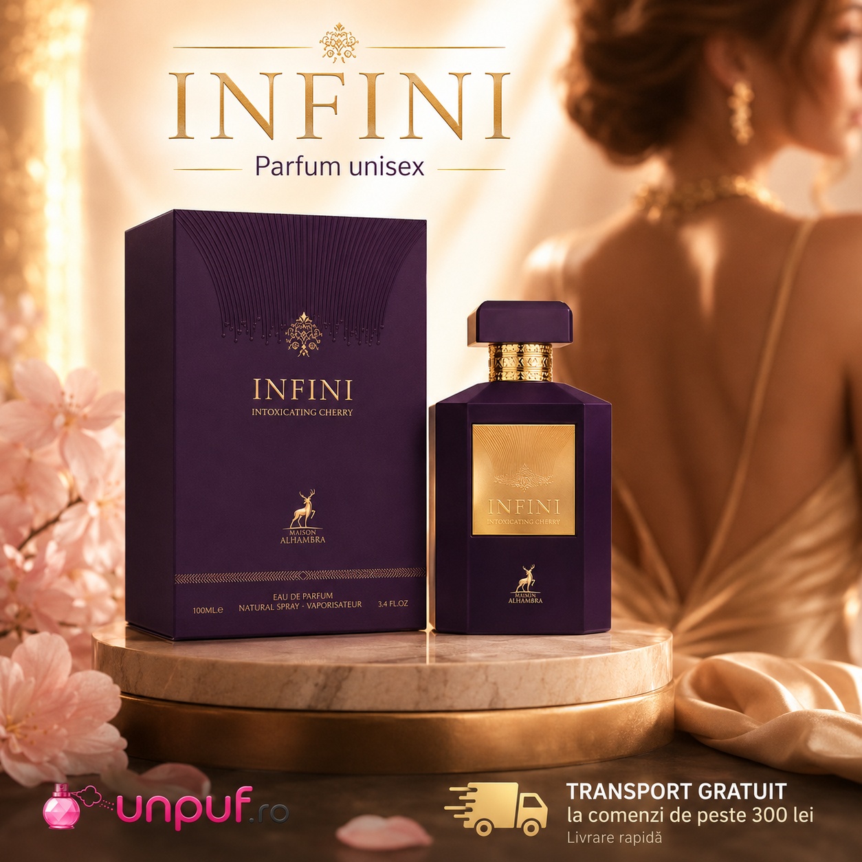 Alhambra Infini Intoxicating Cherry parfum unisex cu transport gratuit la comenzi eligibile