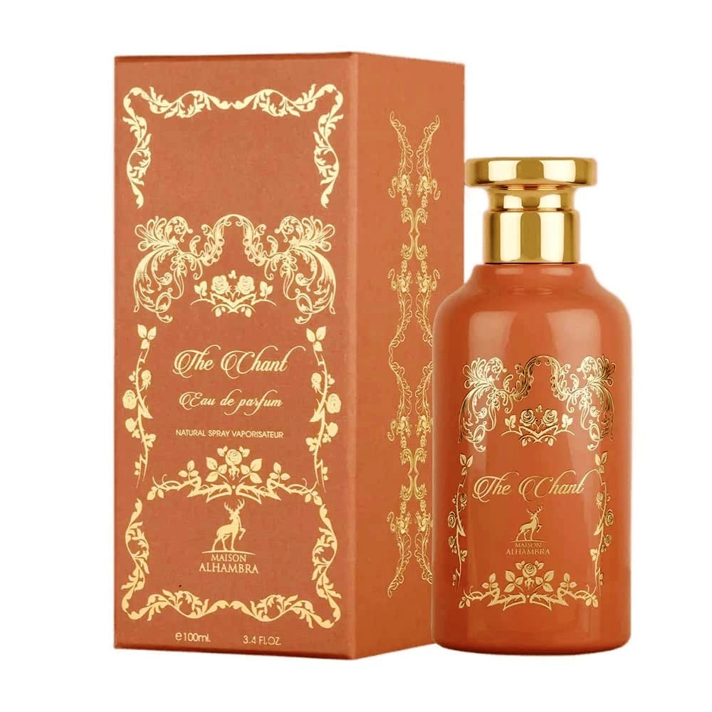 Parfum Alhambra The Chant Maison Alhambra 100 ml sticlă și cutie pe fundal alb