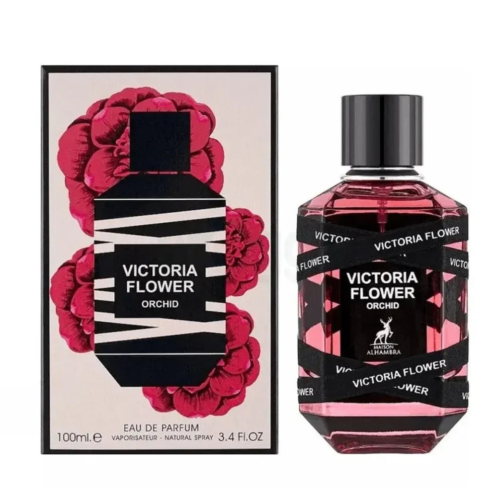 Produs real Alhambra Victoria Flower Orchid 100 ml cu sticlă roz și cutie florală Maison Alhambra