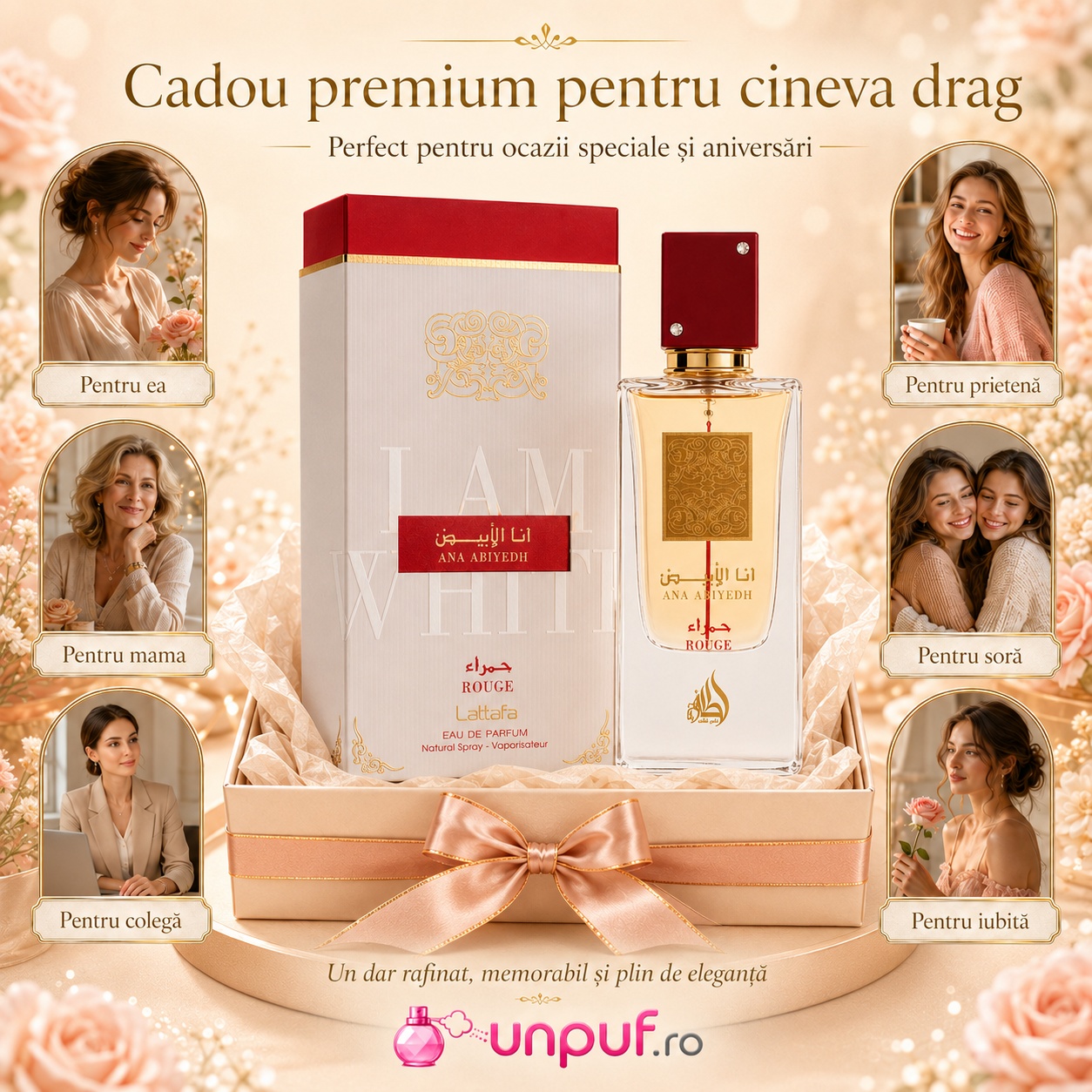 Ana Abiyedh Rouge Lattafa cadou premium pentru cineva drag, parfum elegant și memorabil