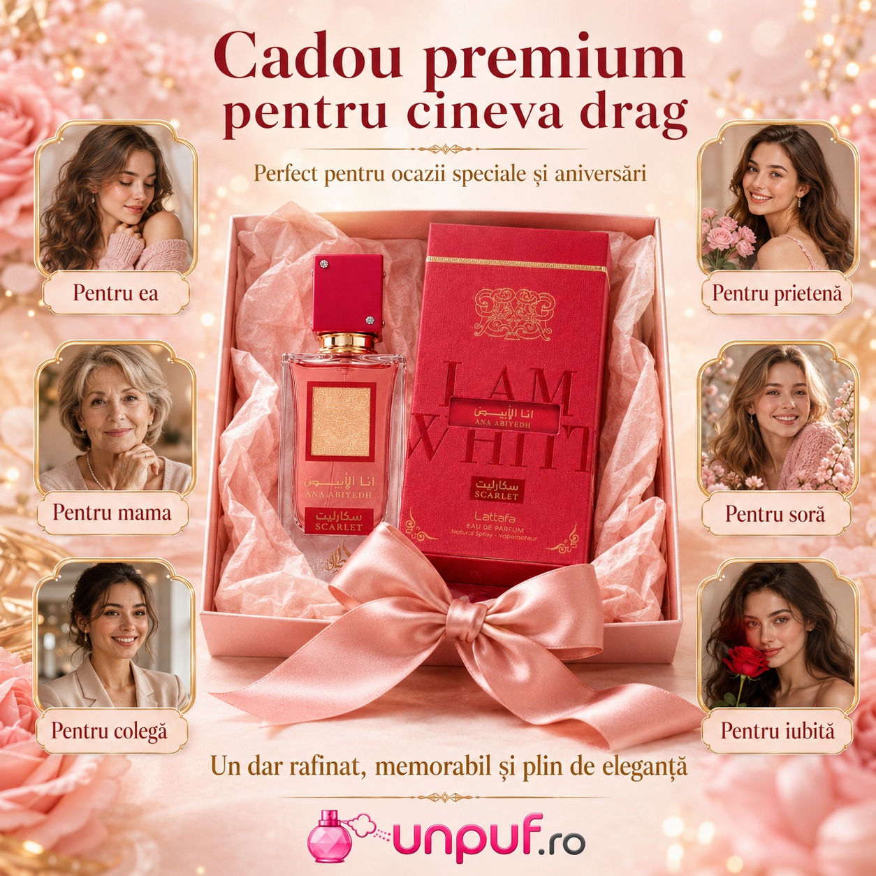 Ana Abiyedh Scarlet Lattafa cadou premium pentru cineva drag, parfum elegant și memorabil