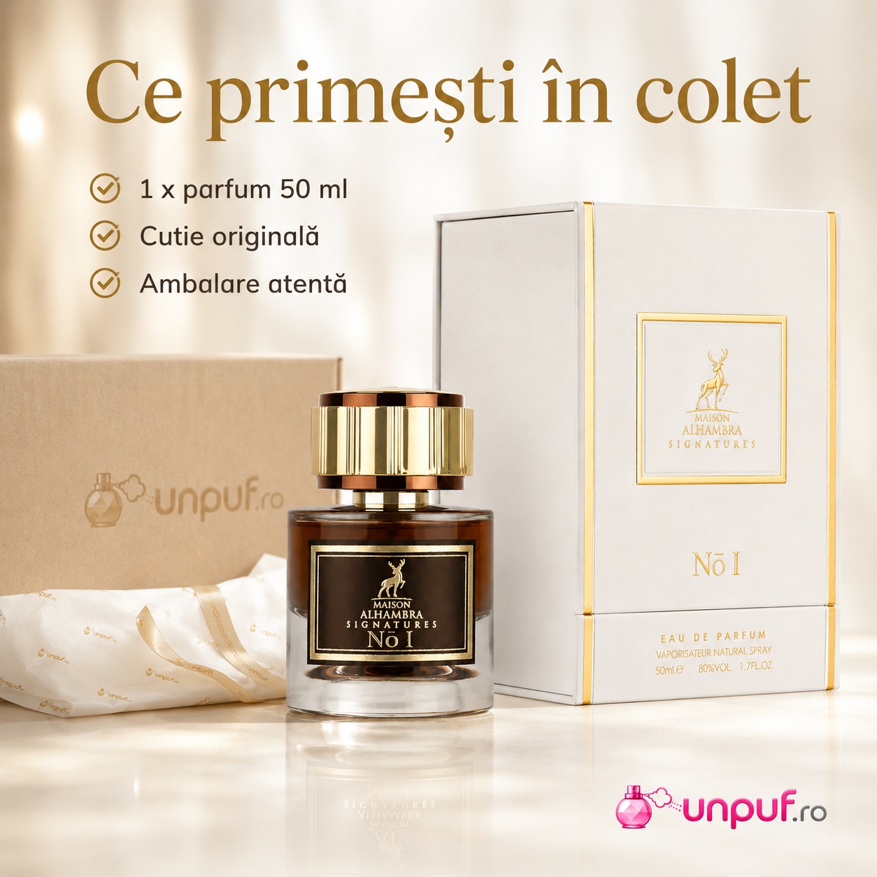 Ce primești &icirc;n colet Alhambra Signatures No. I 50 ml cutie originală ambalare atentă