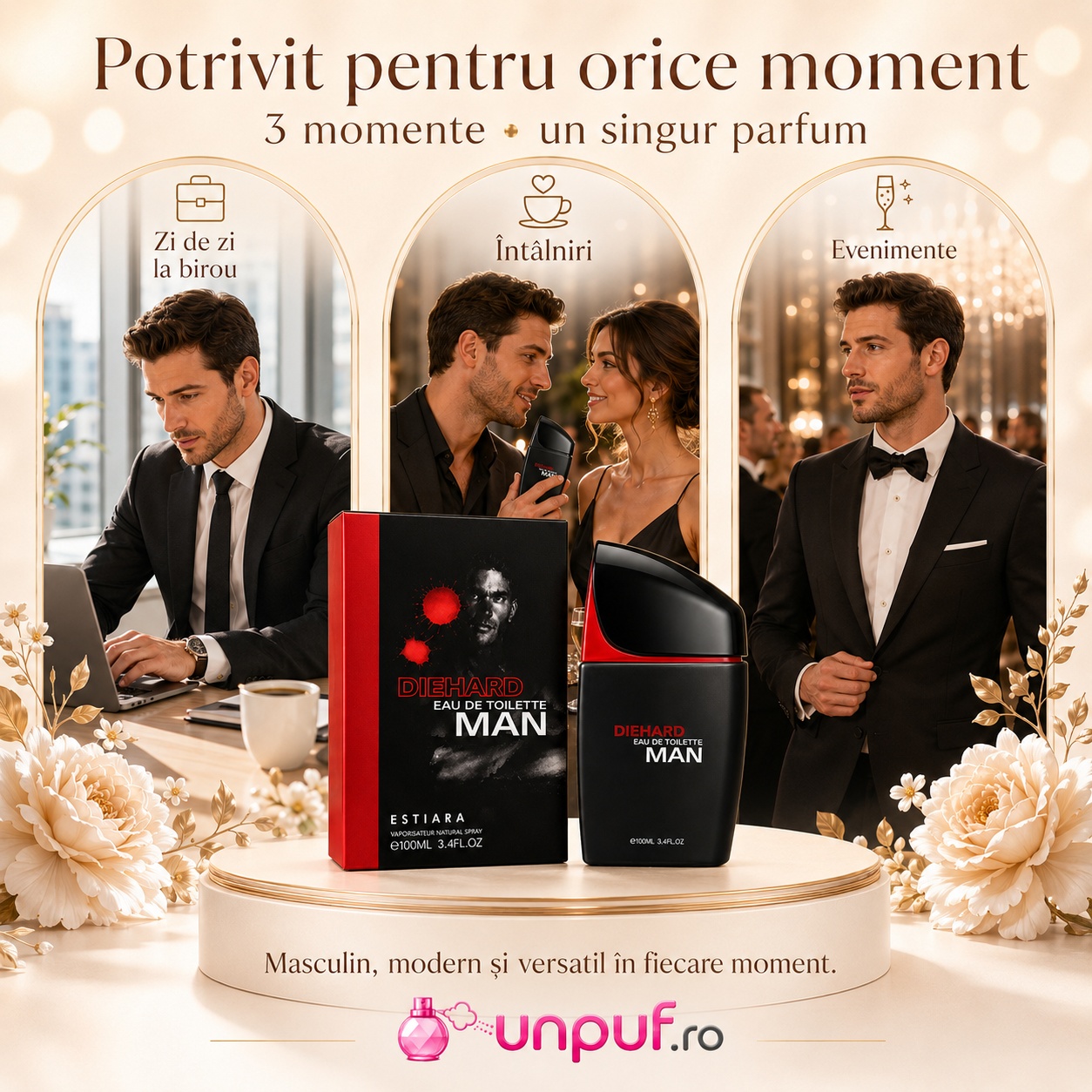 Parfum Estiara Die Hard potrivit pentru zi de zi, birou, întâlniri și evenimente