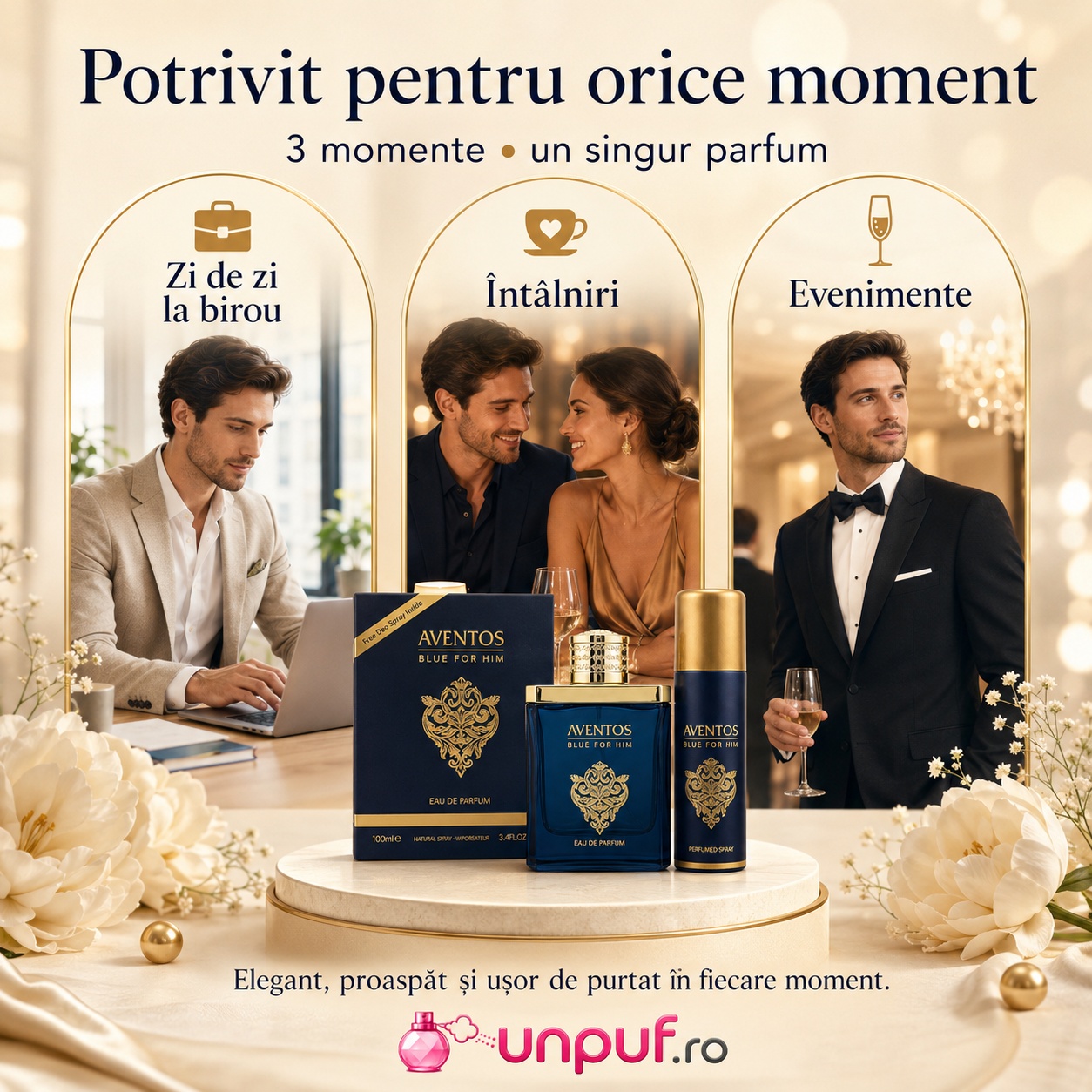 Fragrance World Aventos Blue potrivit pentru birou, întâlniri și evenimente speciale