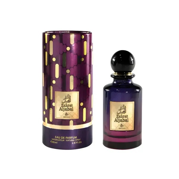 Flacon și cutie My Perfumes Zahrat Aljabal 100 ml pe fundal alb, parfum arabesc damă
