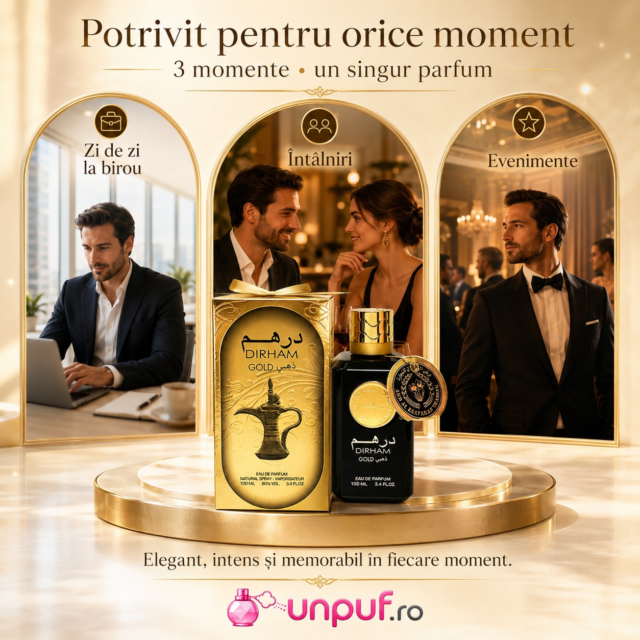 Parfum Dirham Gold Ard Al Zaafaran potrivit pentru zi de zi, birou, &icirc;nt&acirc;lniri și evenimente