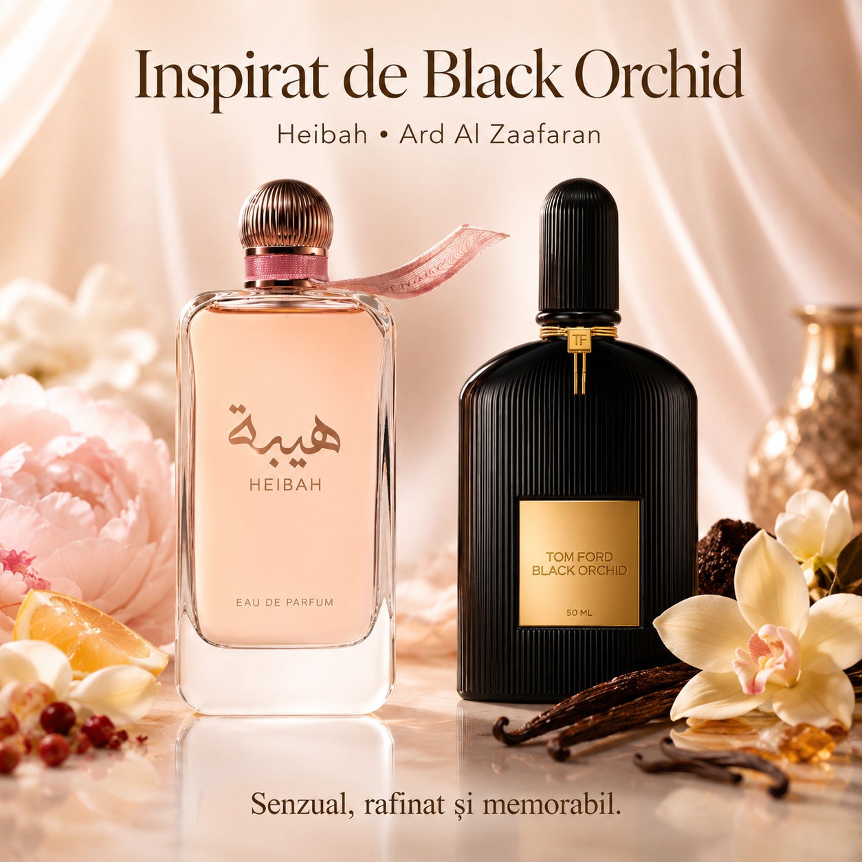 Parfum Ard Al Zaafaran Heibah inspirat de Black Orchid, senzual, rafinat și memorabil
