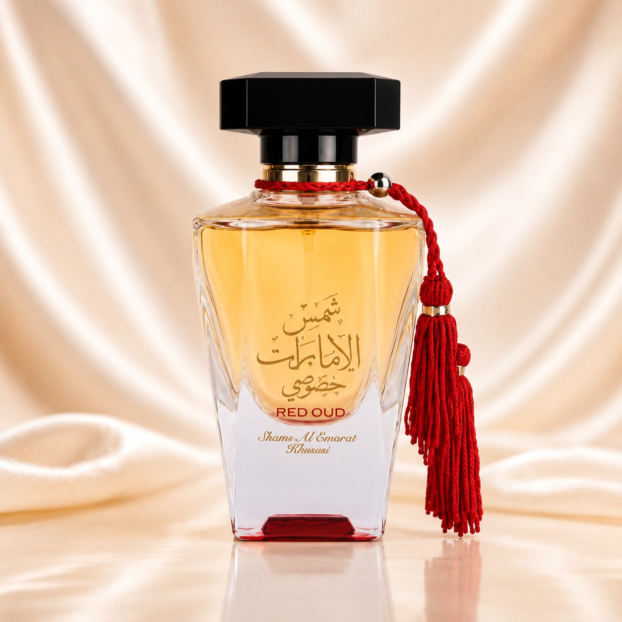 Flacon Ard Al Zaafaran Khususi Red Oud 100 ml, parfum feminin oriental cu ciucure roșu elegant