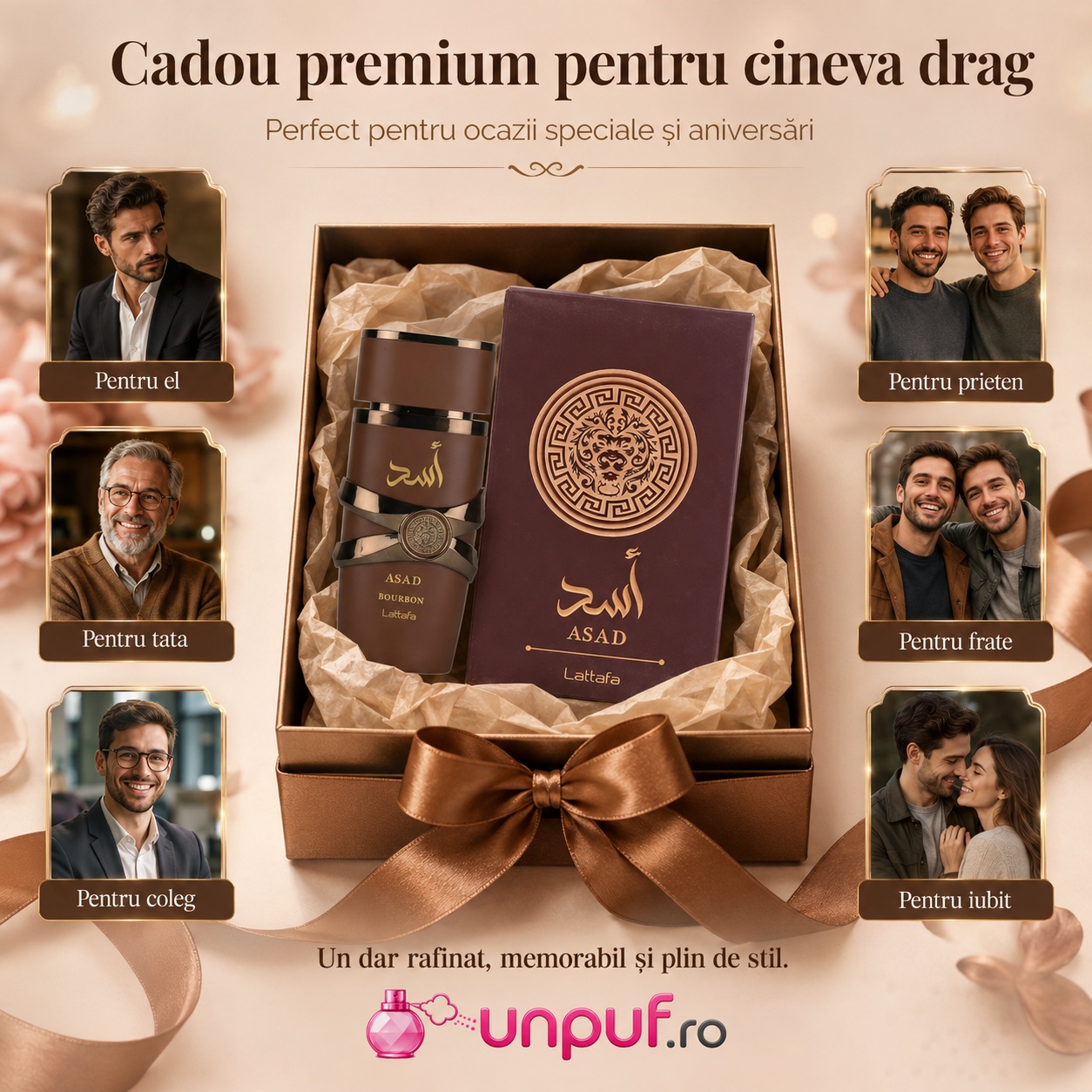 Asad Bourbon Lattafa cadou premium pentru el, tată, coleg, iubit, frate sau prieten