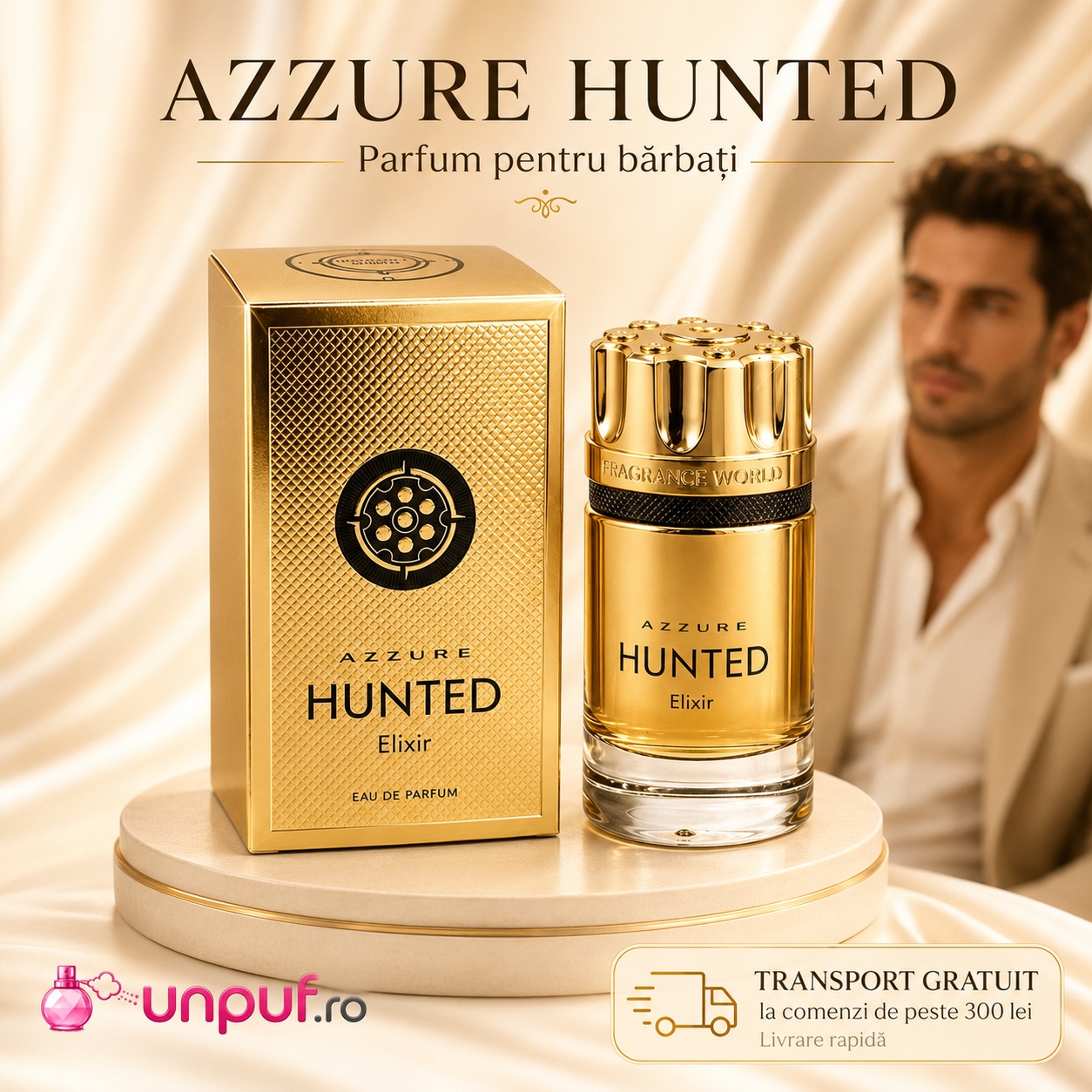 Azzure Hunted Elixir parfum pentru bărbați cu prezentare premium și transport gratuit la comenzi eligibile