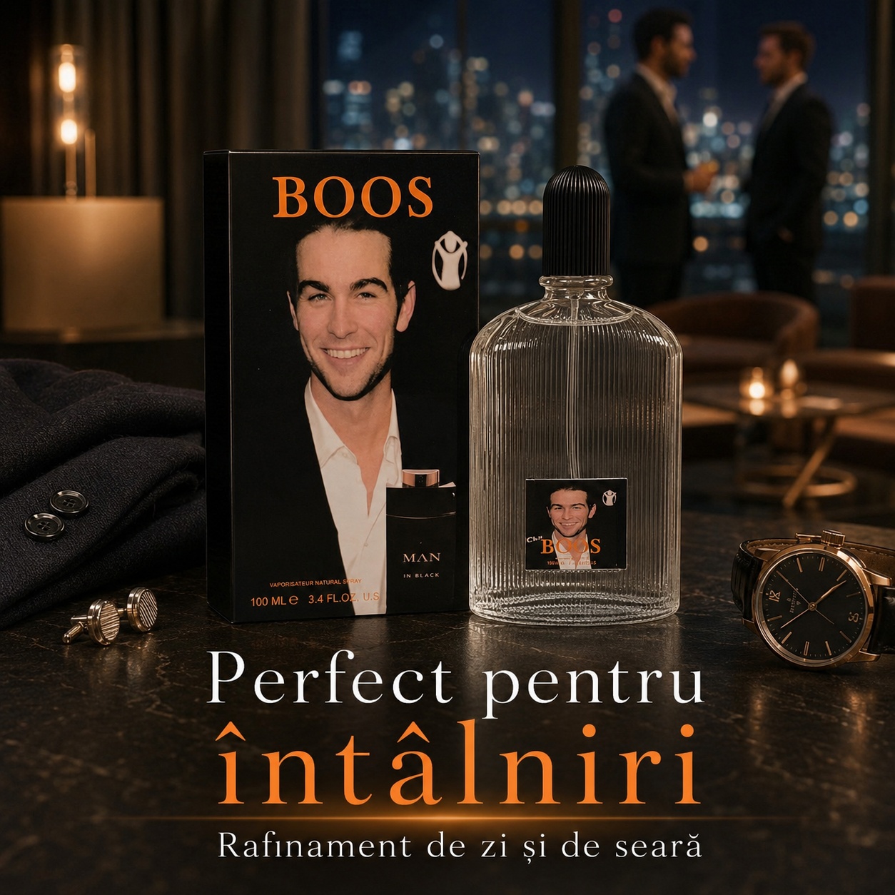 Boos Man in Black parfum bărbat note cald condimentate lemnoase piele rom ambrat tabac dulce vanilie